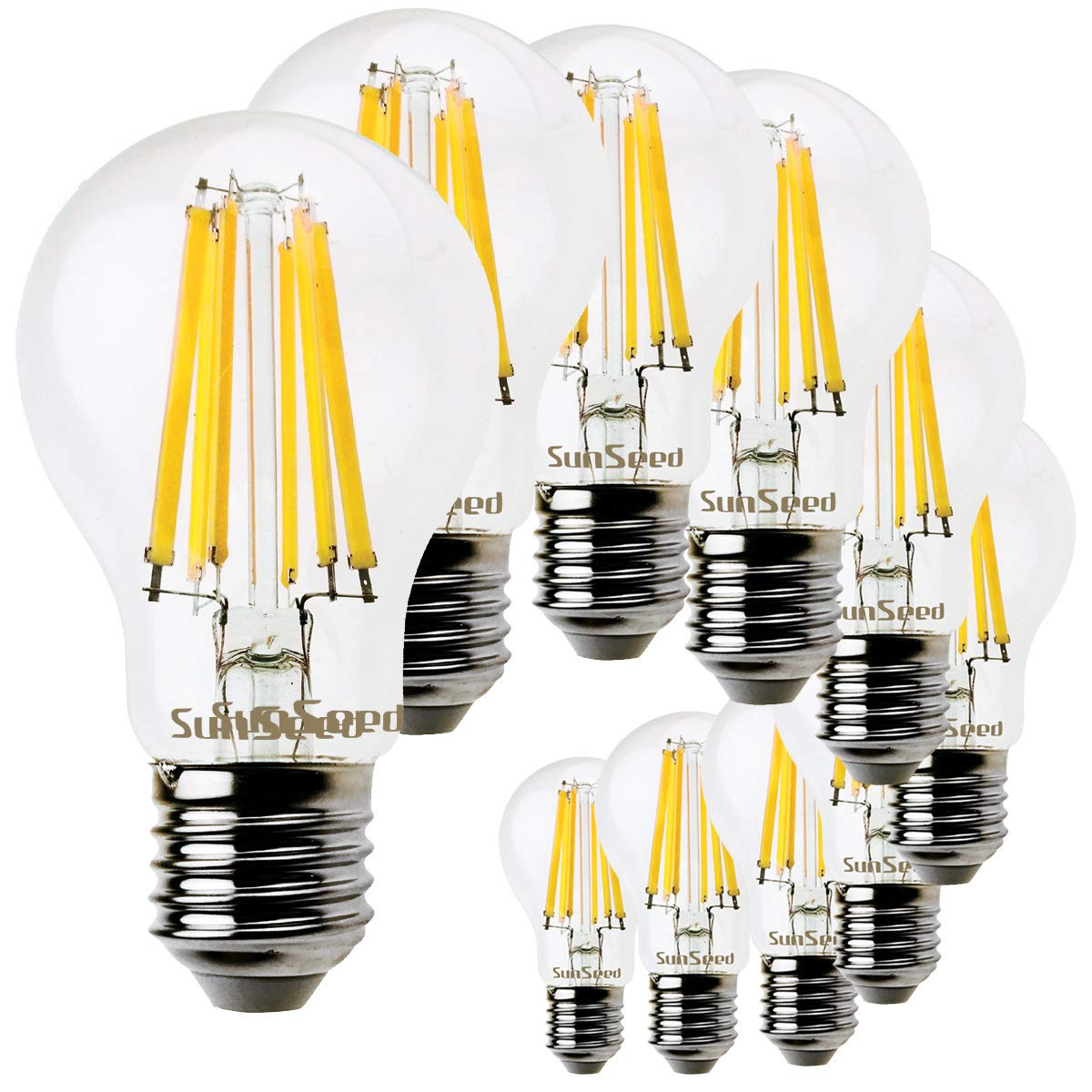 Sunseed 10x Lampadina E27 Filamento LED 12W Goccia A60