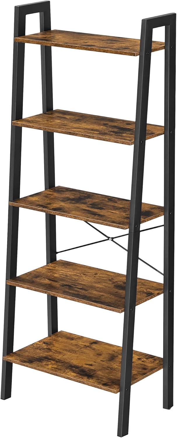 Vasagle Libreria a 5 Ripiani, Nero e Marrone Scuro - immagine 1