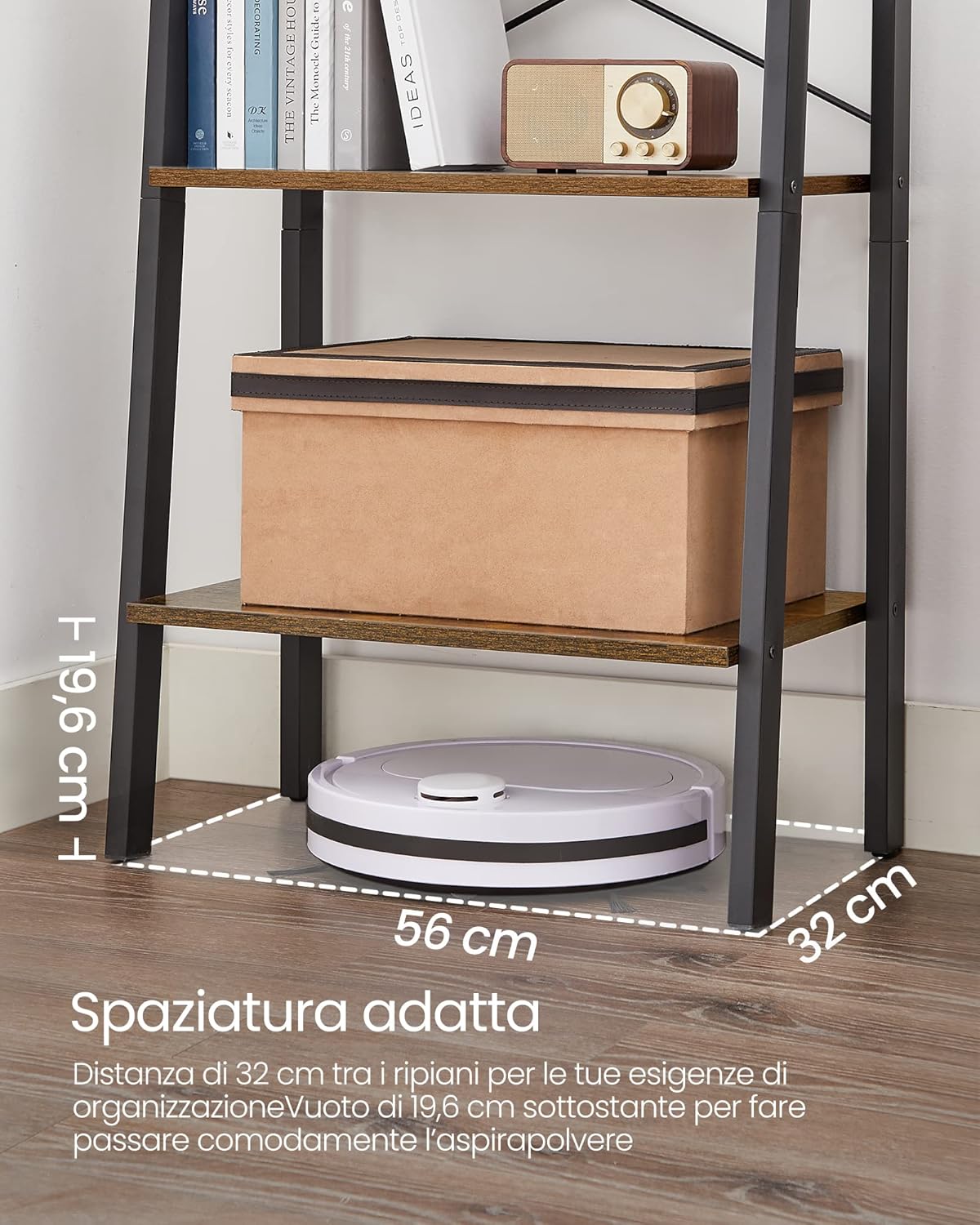 Vasagle Libreria a 5 Ripiani, Nero e Marrone Scuro - immagine 8