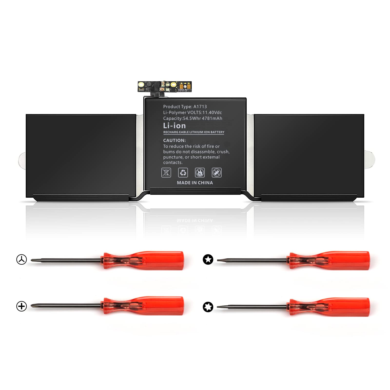 A1713 A1708 Batteria compatibile con MacBook Pro 13" A1708 A2159 A2289 A2338 EMC 3301 3164 2978 A1713 batteria portatile [4781mAh/11.4V]