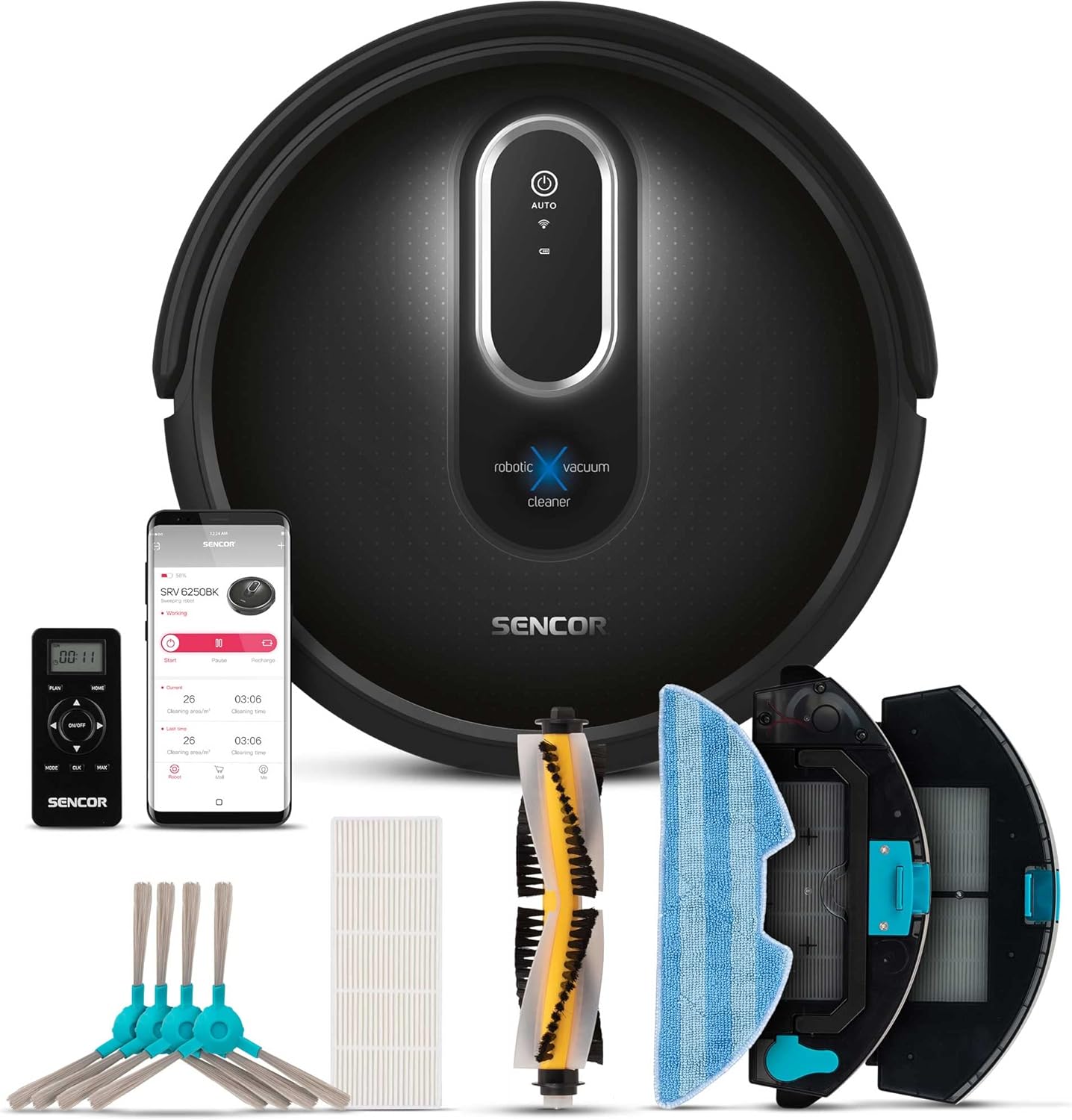 Sencor Robot Aspirapolvere Lavapavimenti con Mappatura