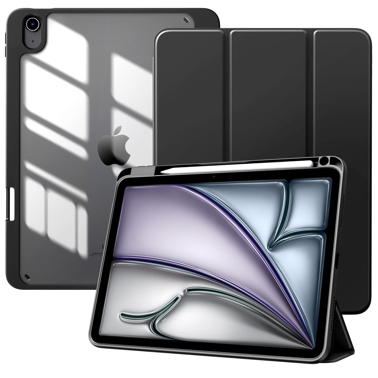 TiMOVO Cover per iPad Air 11" M2 2024 con Portapenna, Nero