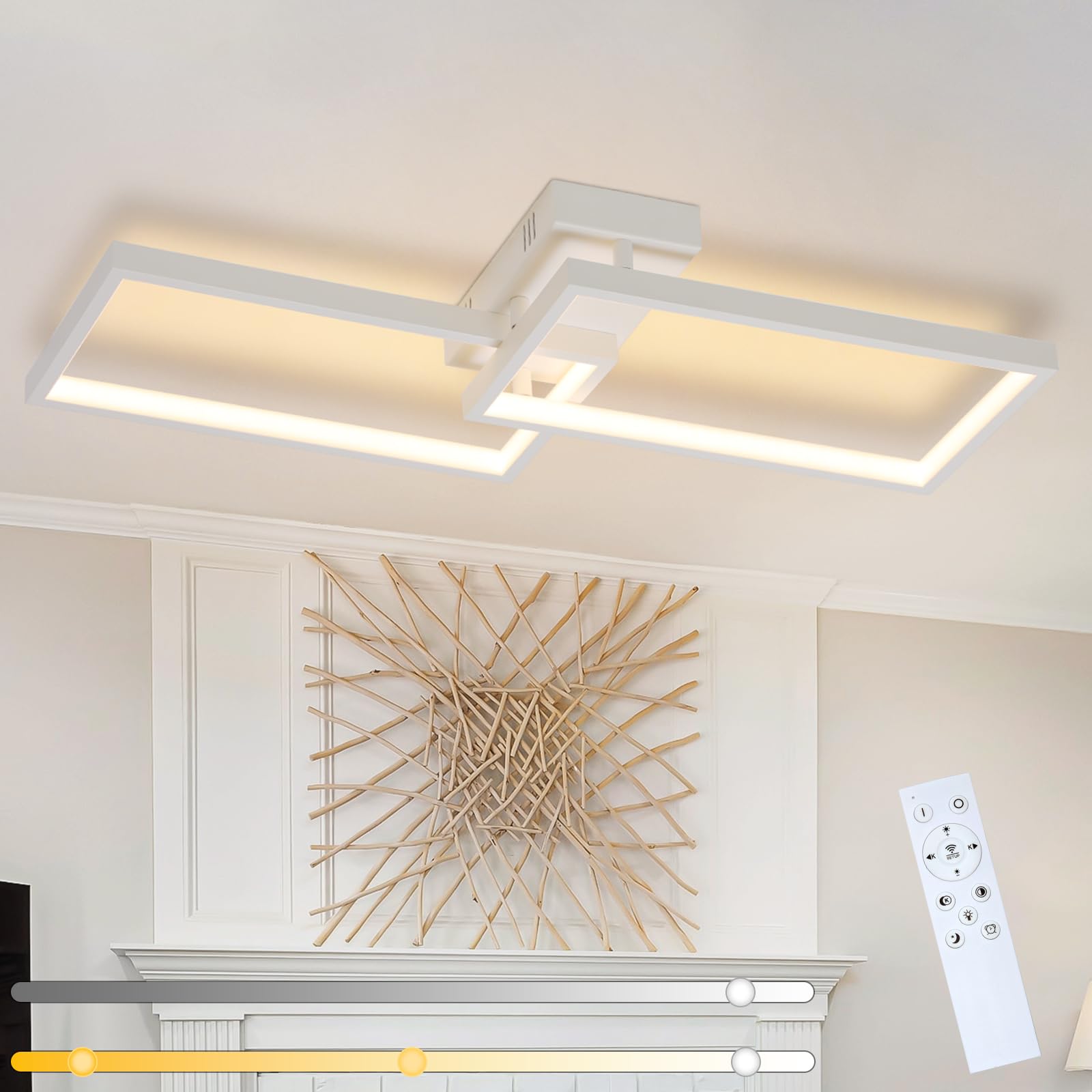 Plafoniera LED Moderna 48W Dimmerabile 80cm, Bianca