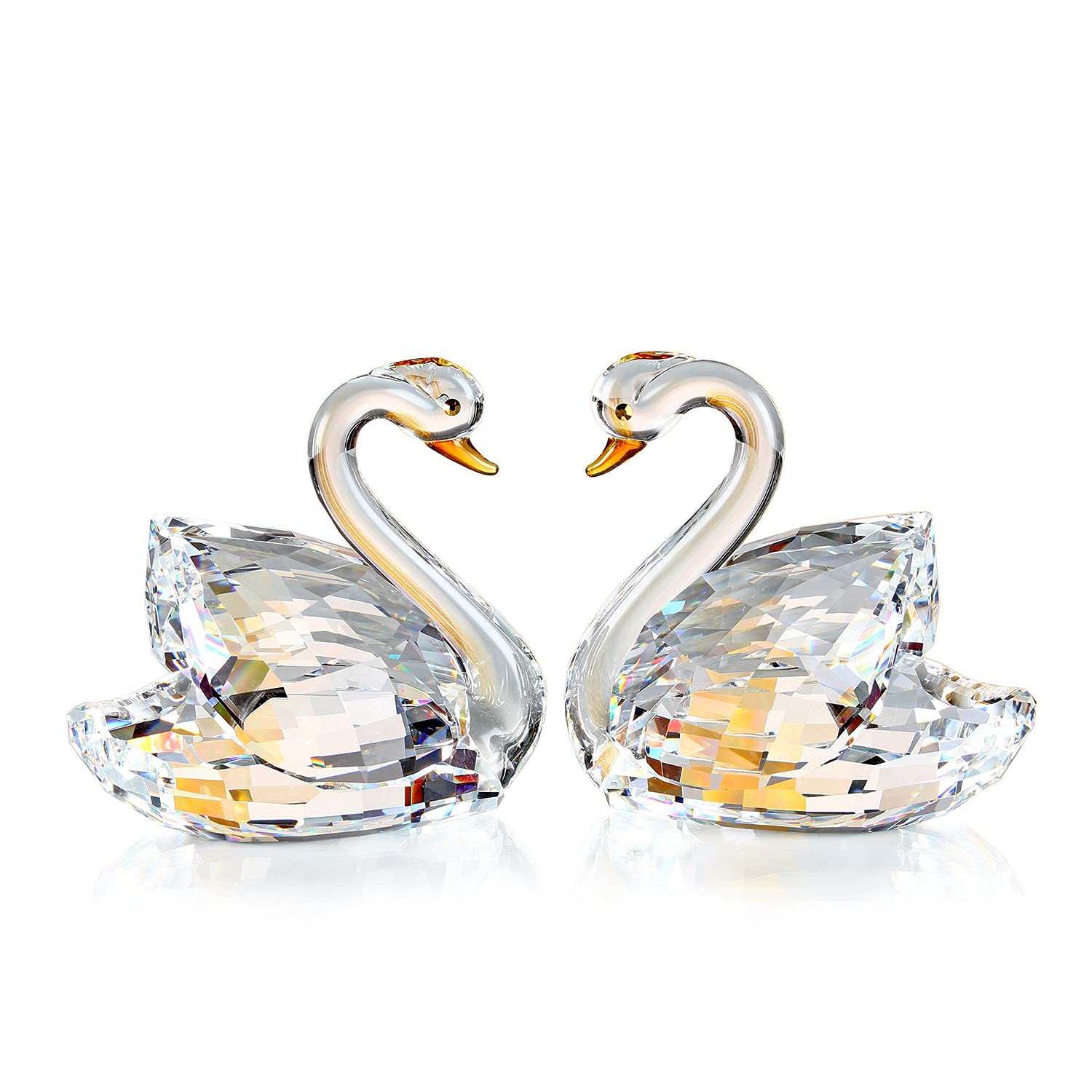 Crystal Swan Coppia Figurine Sparkle, Bianco