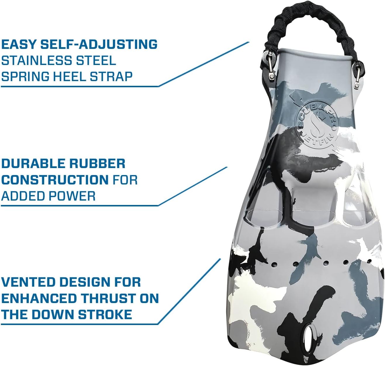 SCUBAPRO Jet Diving Fin con cinturino a molla sul tallone (bianco mimetico, XL) - immagine 5