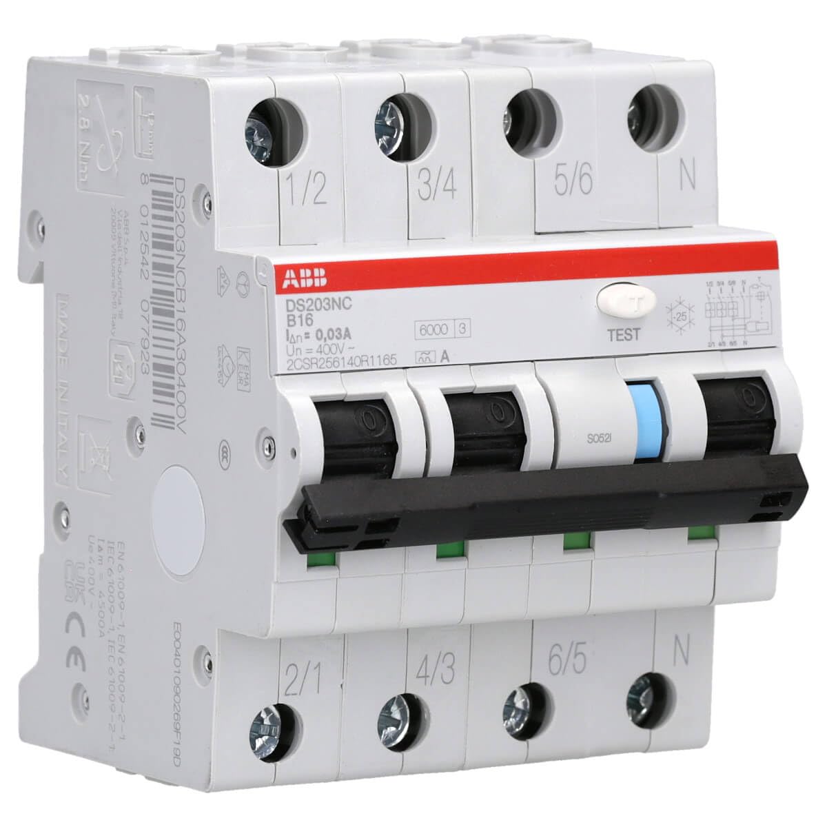 ABB DS203NC INT DIF MAG 6 KA 3P+N A B16 30MA
