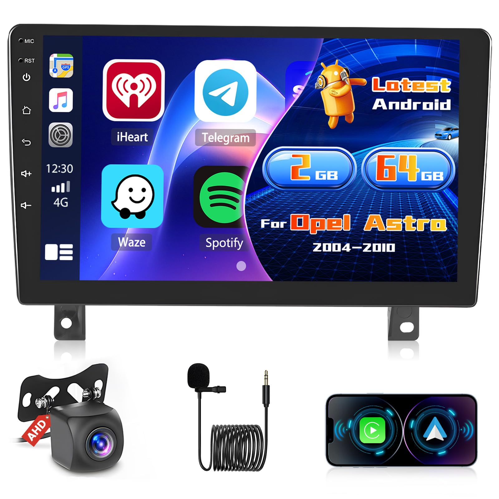 Inefala Autoradio Android 9'' per Opel Astra 2004-2010