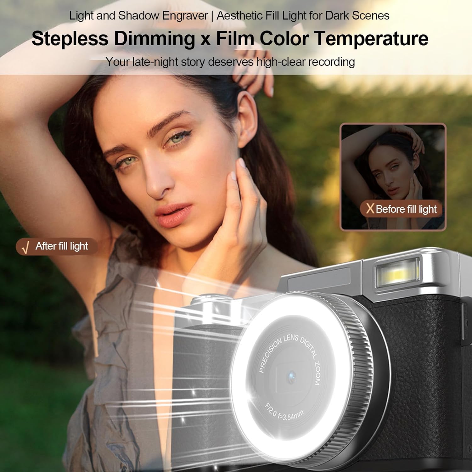 Andoer Fotocamera Digitale 4K 48MP, Nera - immagine 3