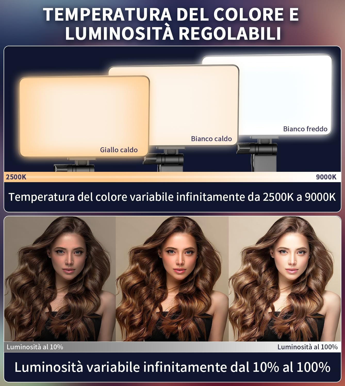 Luce Selfie Ricaricabile 3000mAh Clip On - immagine 3