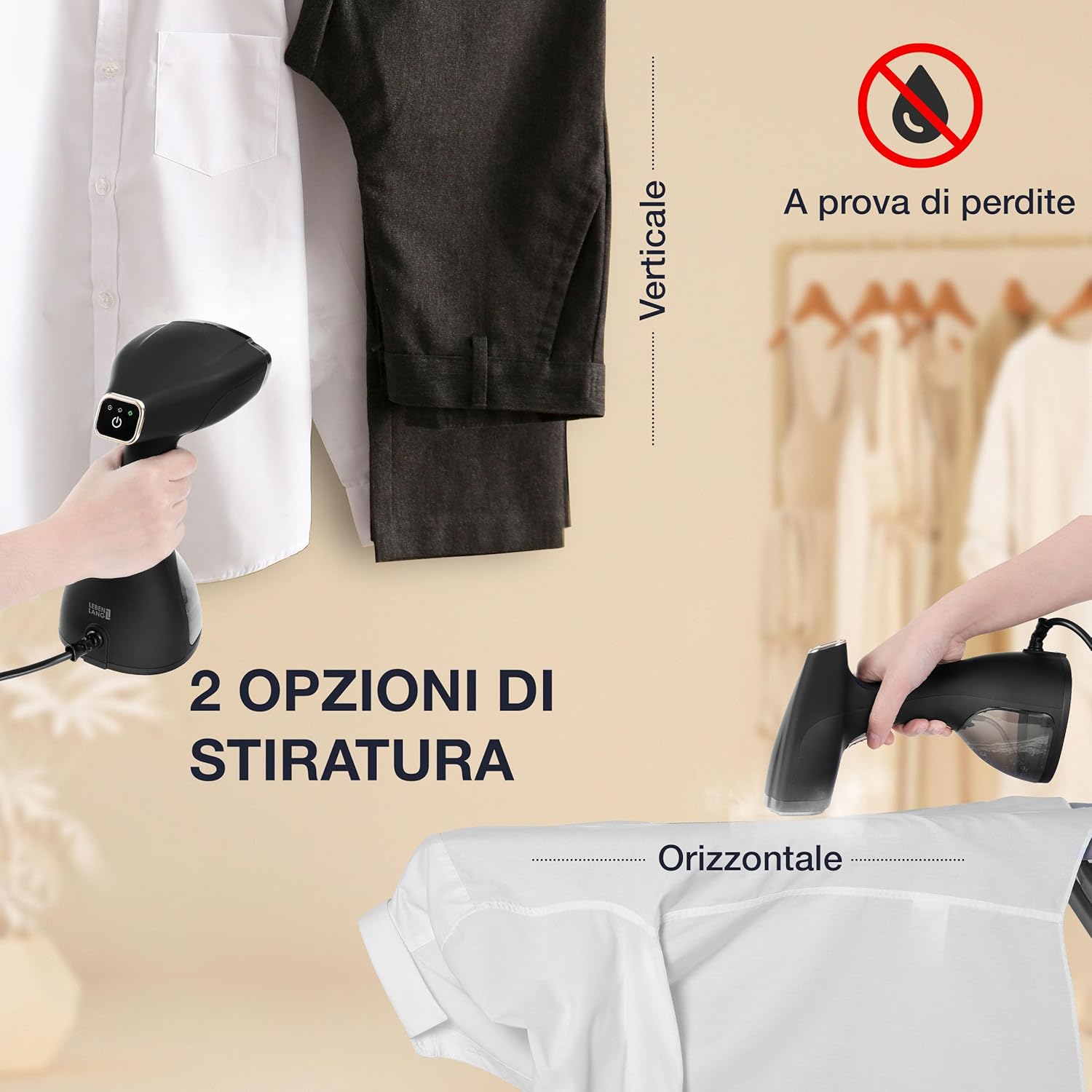 Lebenlang Ferro Stiro Verticale 1500W con Guanto - immagine 4