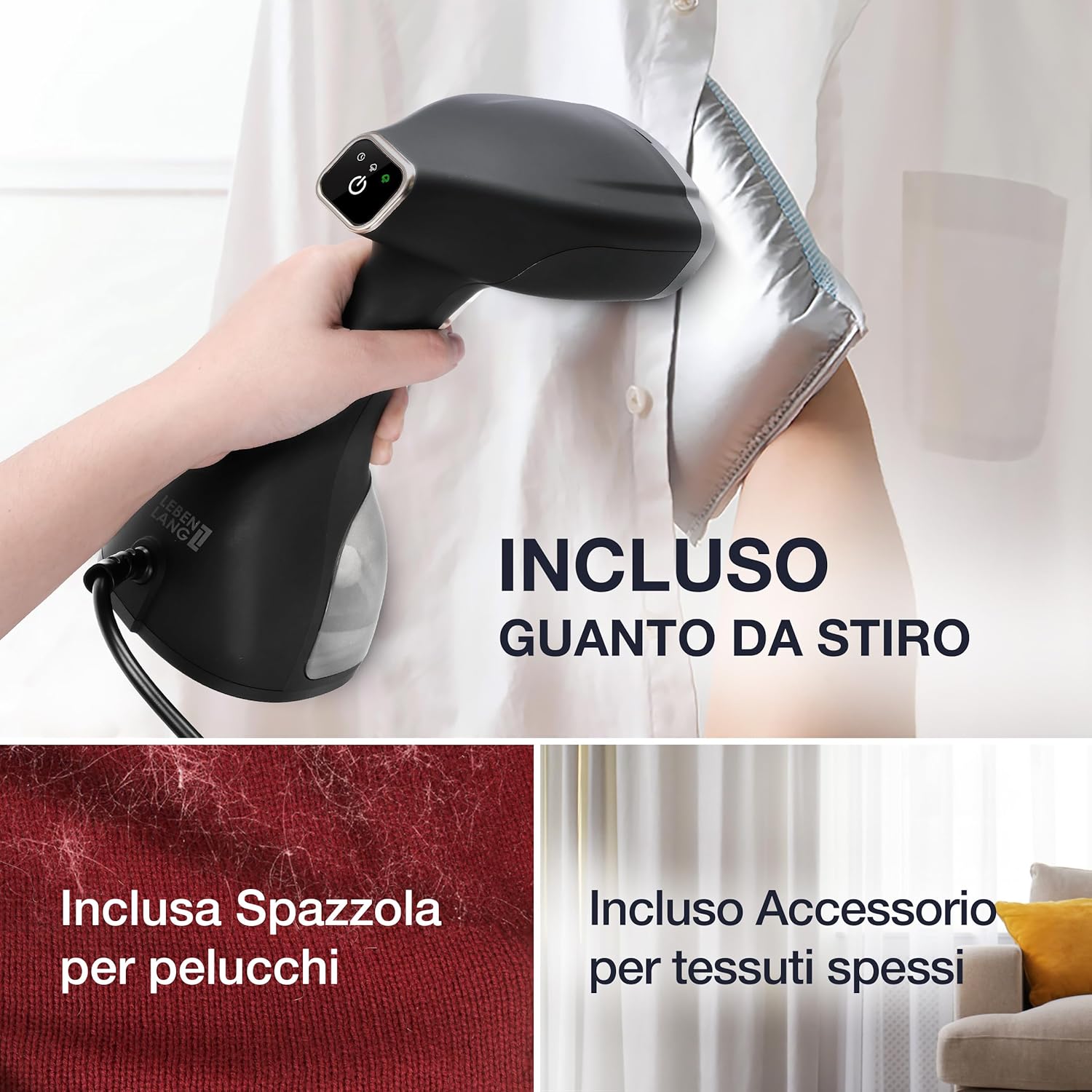 Lebenlang Ferro Stiro Verticale 1500W con Guanto - immagine 6