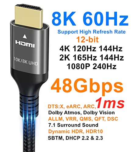 Ubluker Cavo HDMI 48Gbps 1M Certificato Ultra High Speed - immagine 2