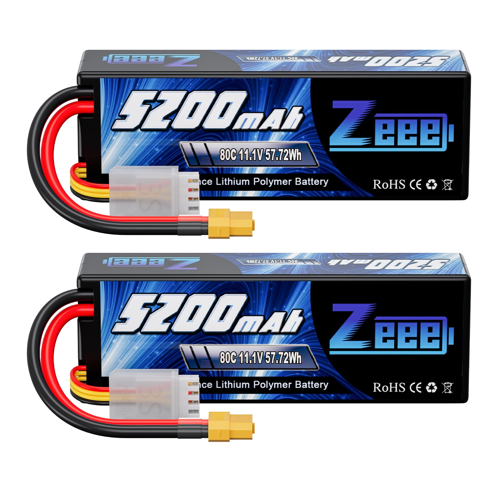 Zeee 3S Lipo Batteria 5200mAh 11.1V 80C (2 pezzi)