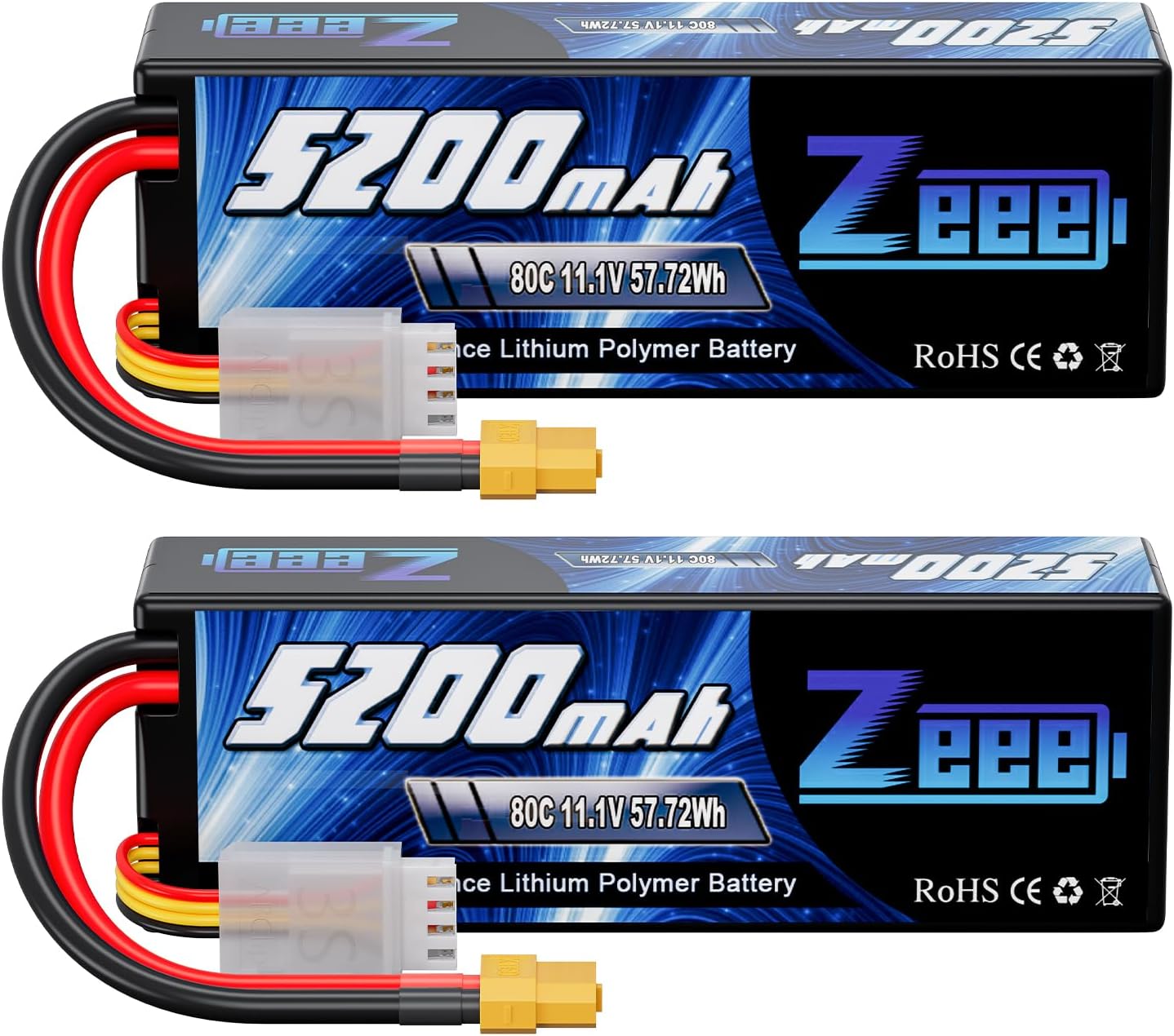 Zeee 3S Lipo Batteria 5200mAh 11.1V 80C (2 pezzi) - immagine 1