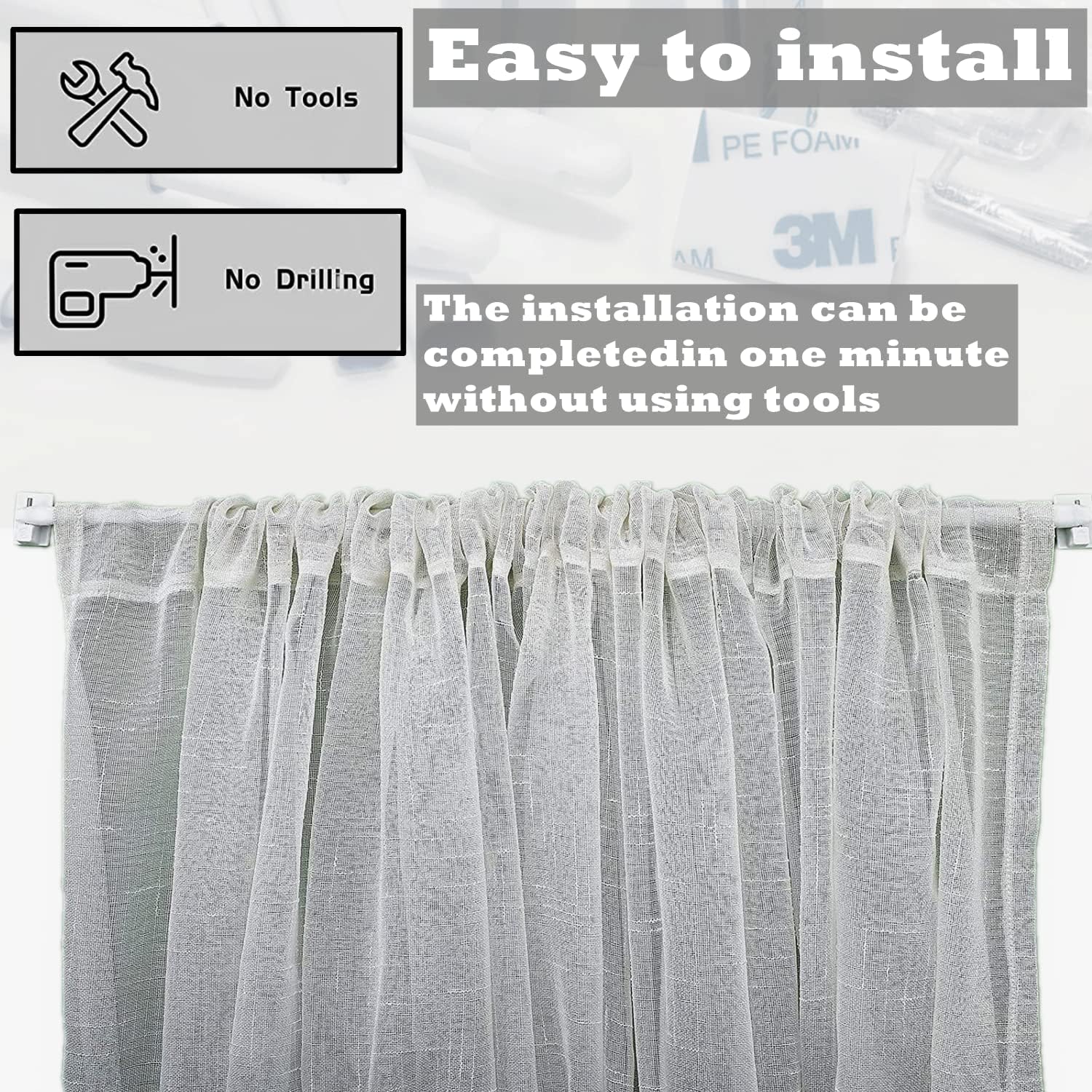 2 Pezzi Asta per Tende Regolabile 30-50CM, Bianco - immagine 4