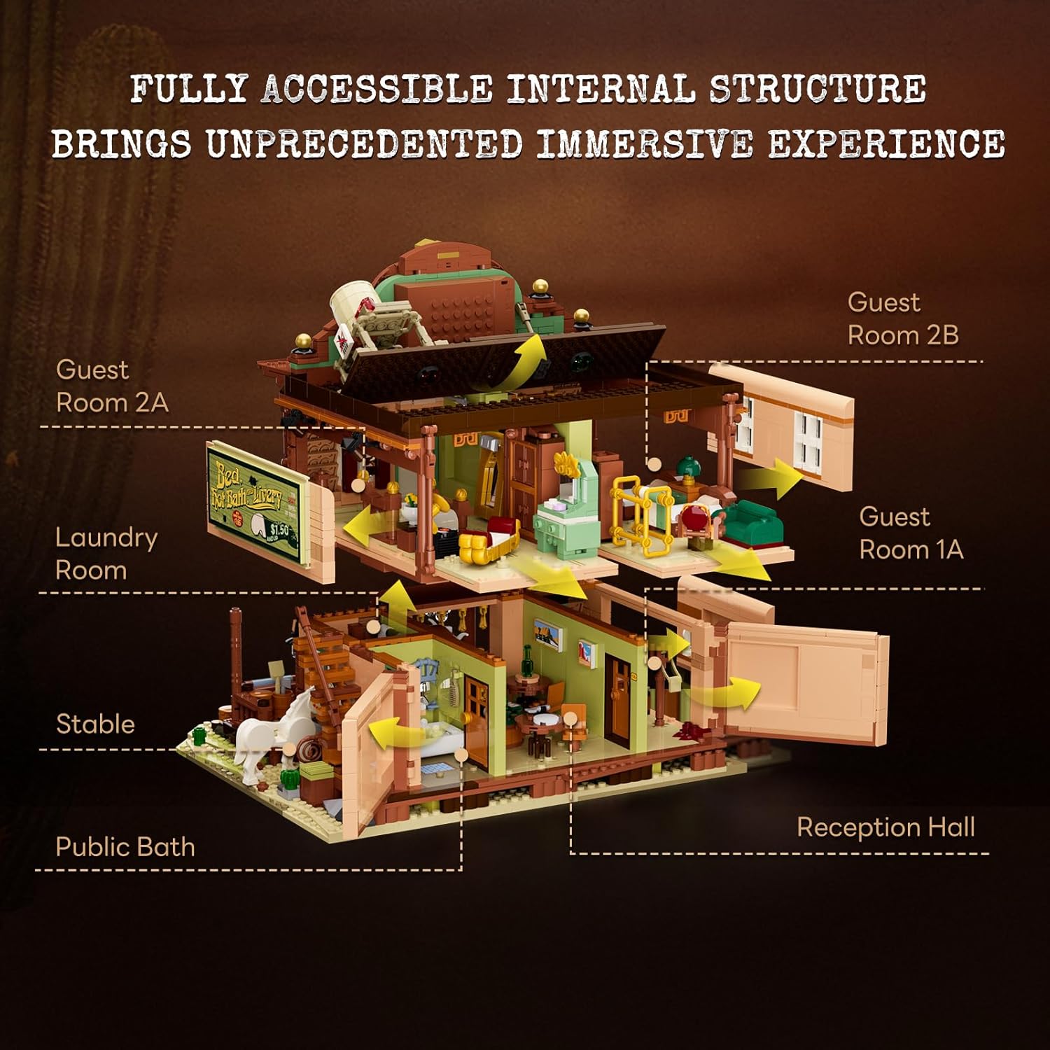 Western Inn - Set da costruzione, tema Old West - immagine 3