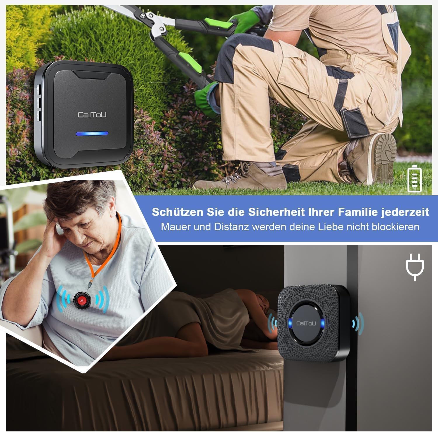 Calltou Pulsante Chiamata Emergenza Wireless 500FT - immagine 2