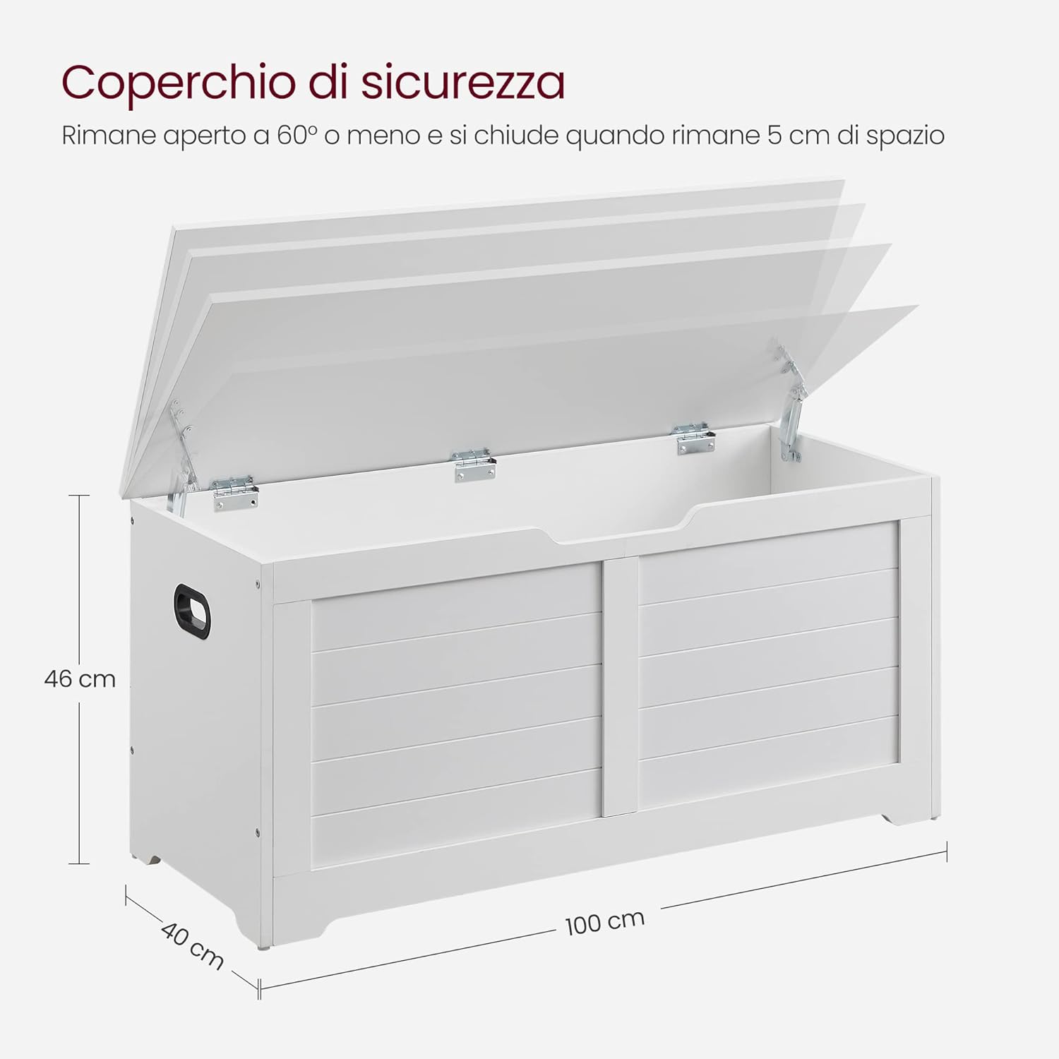 Vasagle Cassapanca Panca Portaoggetti 40x100x46 cm, Bianco - immagine 5