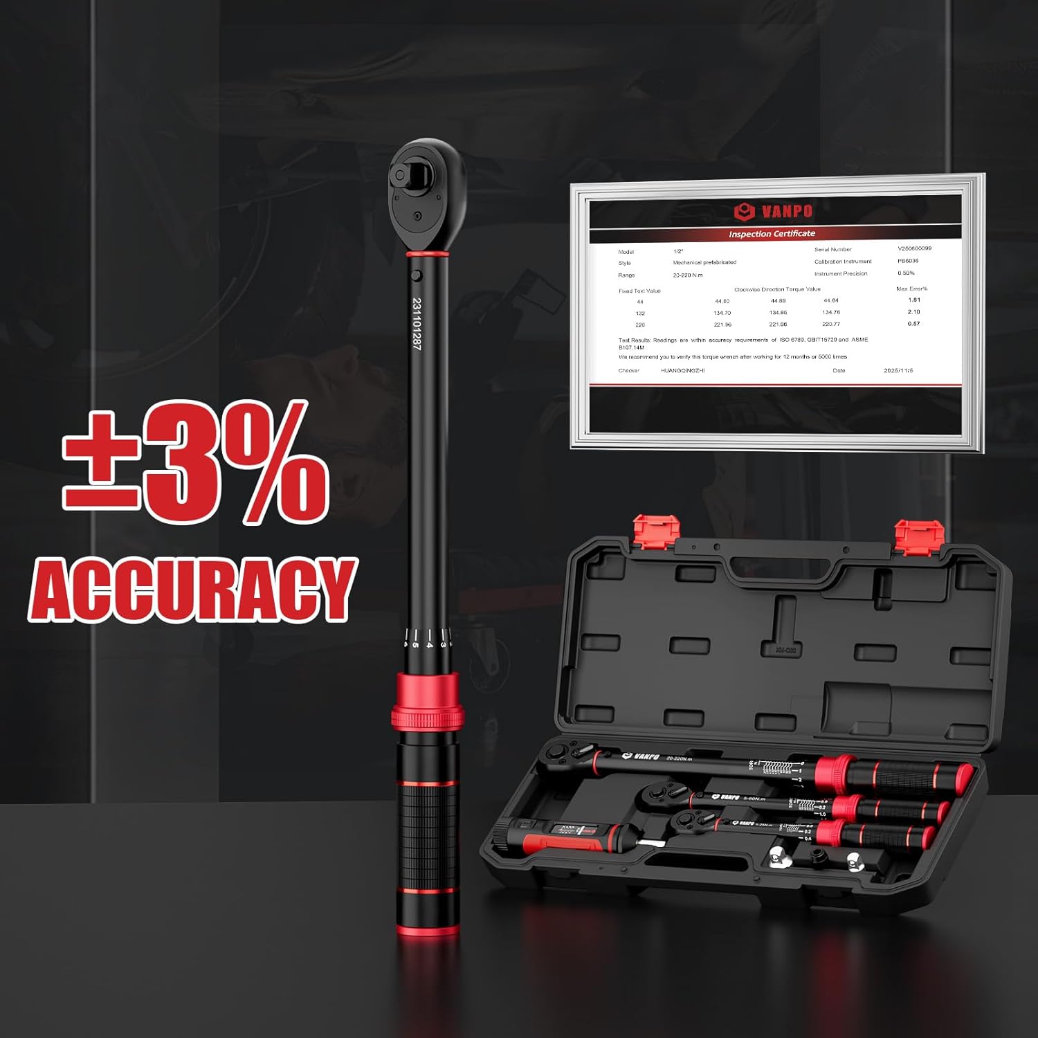 Vanpo Set Chiavi Dinamometriche 1/4, 3/8, 1/2 - immagine 3