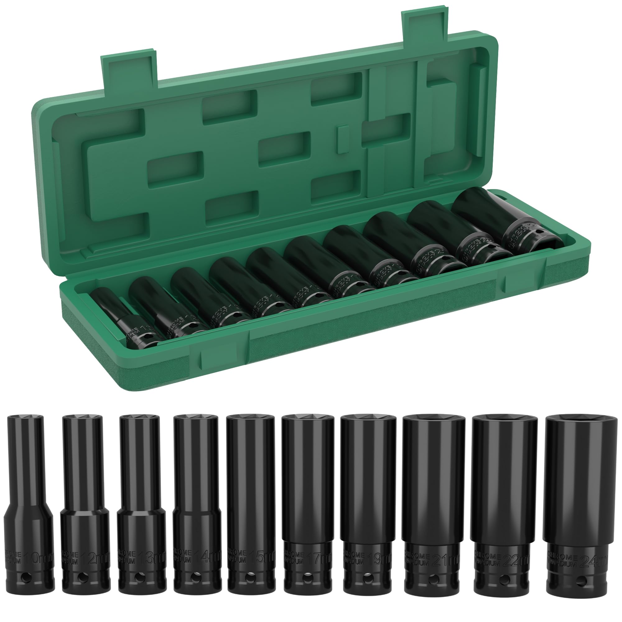 Kezaara 10 Pezzi Chiavi a Bussola Lunghe 1/2"