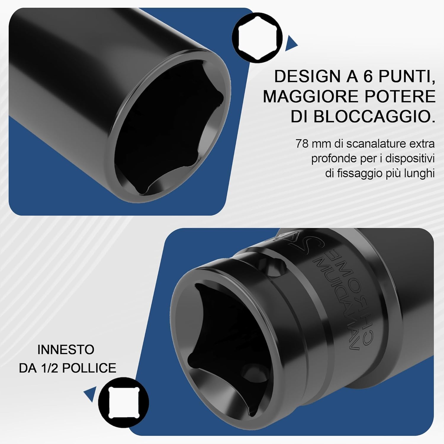 Kezaara 10 Pezzi Chiavi a Bussola Lunghe 1/2" - immagine 3