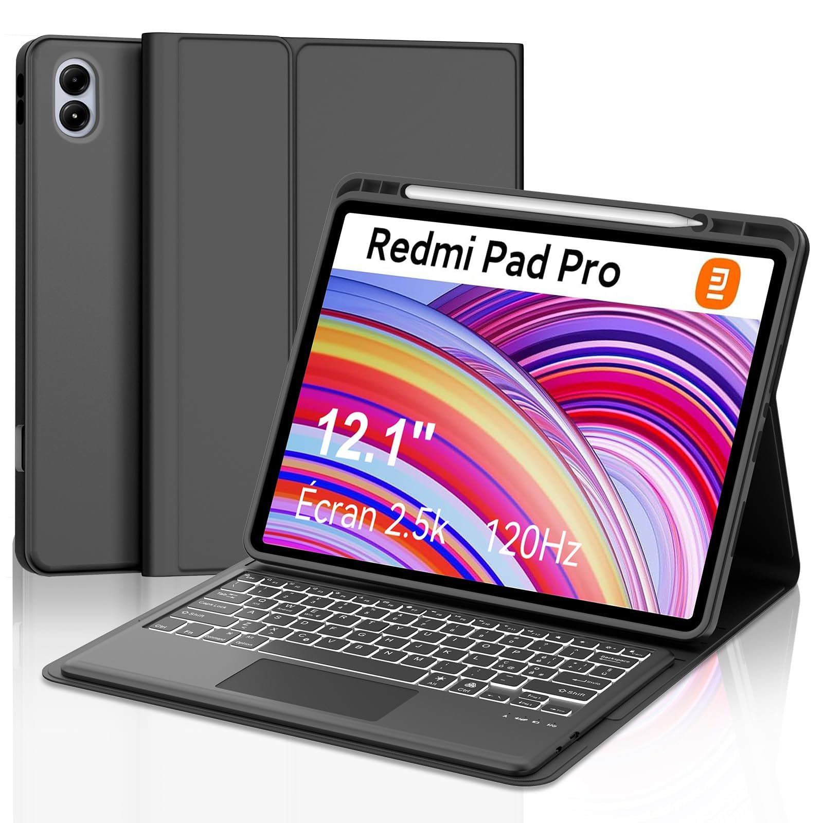 Cover Redmi Pad Pro 12.1 con Tastiera Touchpad, Nero