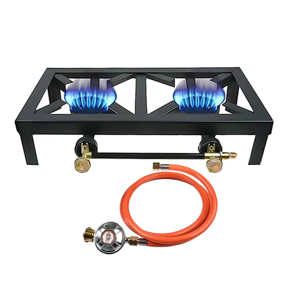 Hzexun Fornello a Gas da Campeggio 2 Fuochi 6 KW