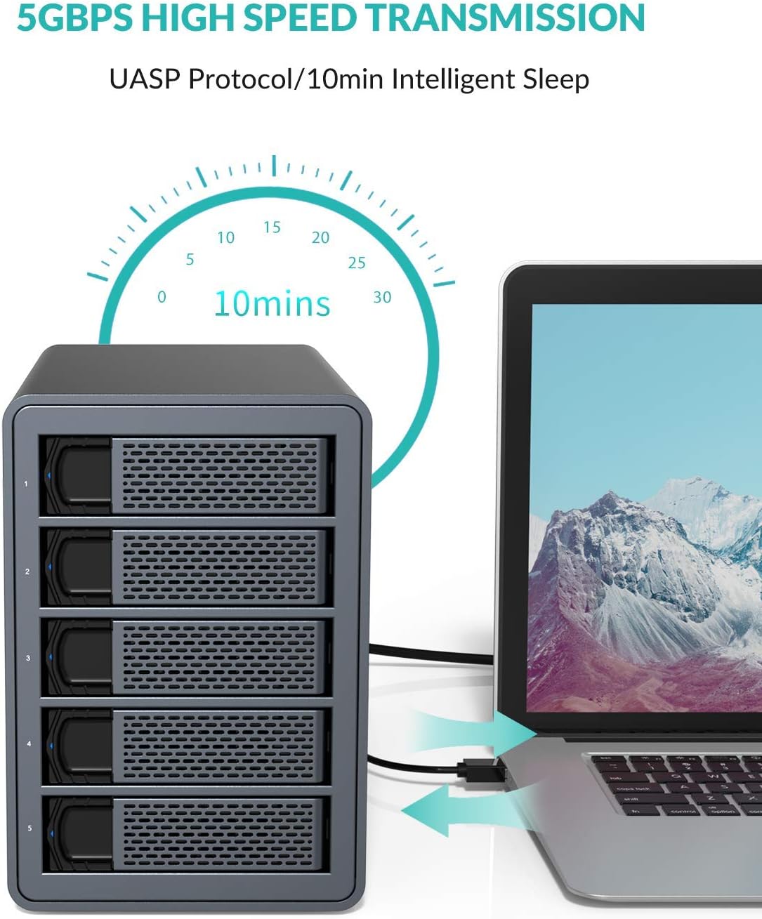 Yottamaster Custodia Raid 5 Bay USB3.0 per HDD/SSD - immagine 7