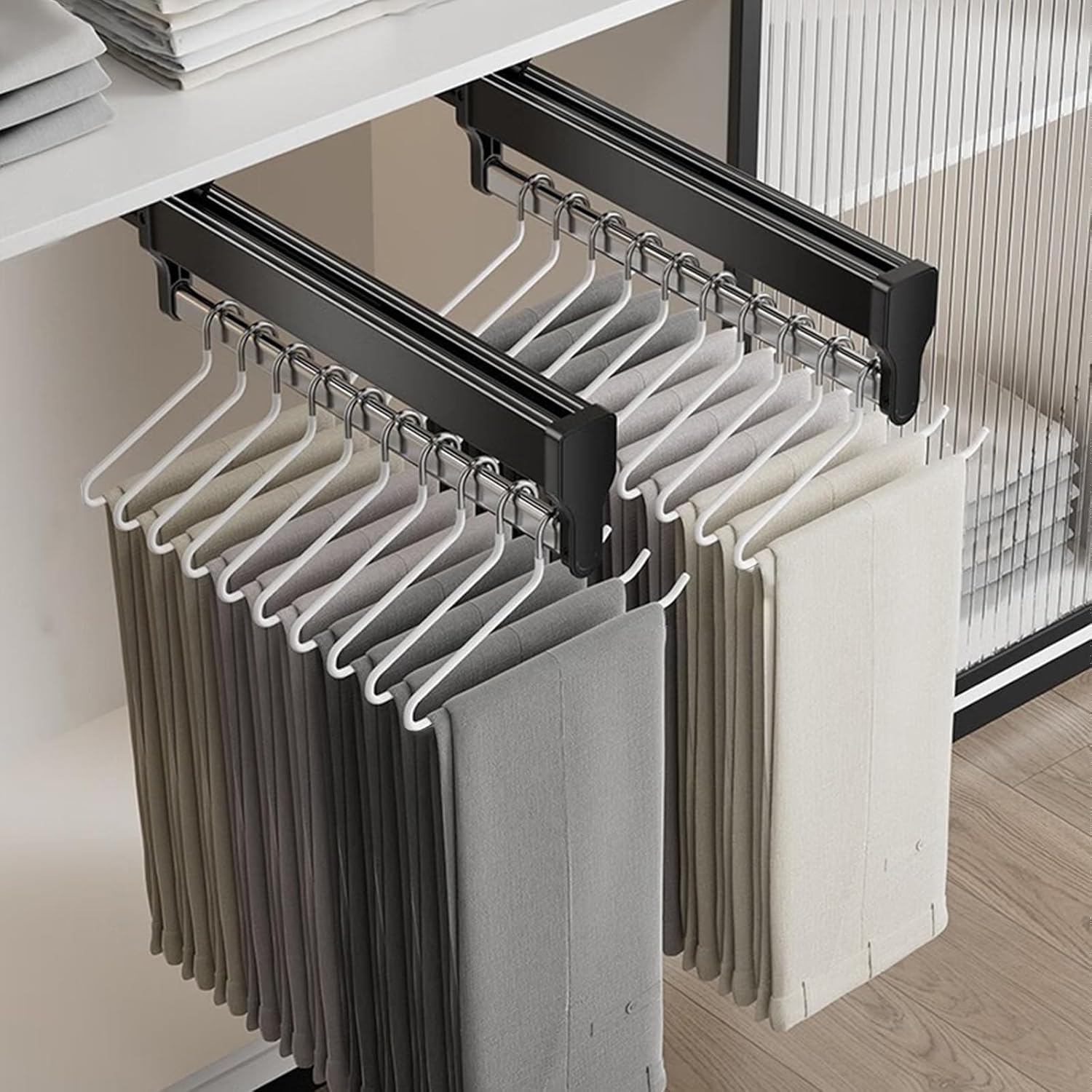 Asta Appendiabiti Allungabile Telescopica, Nera - immagine 2