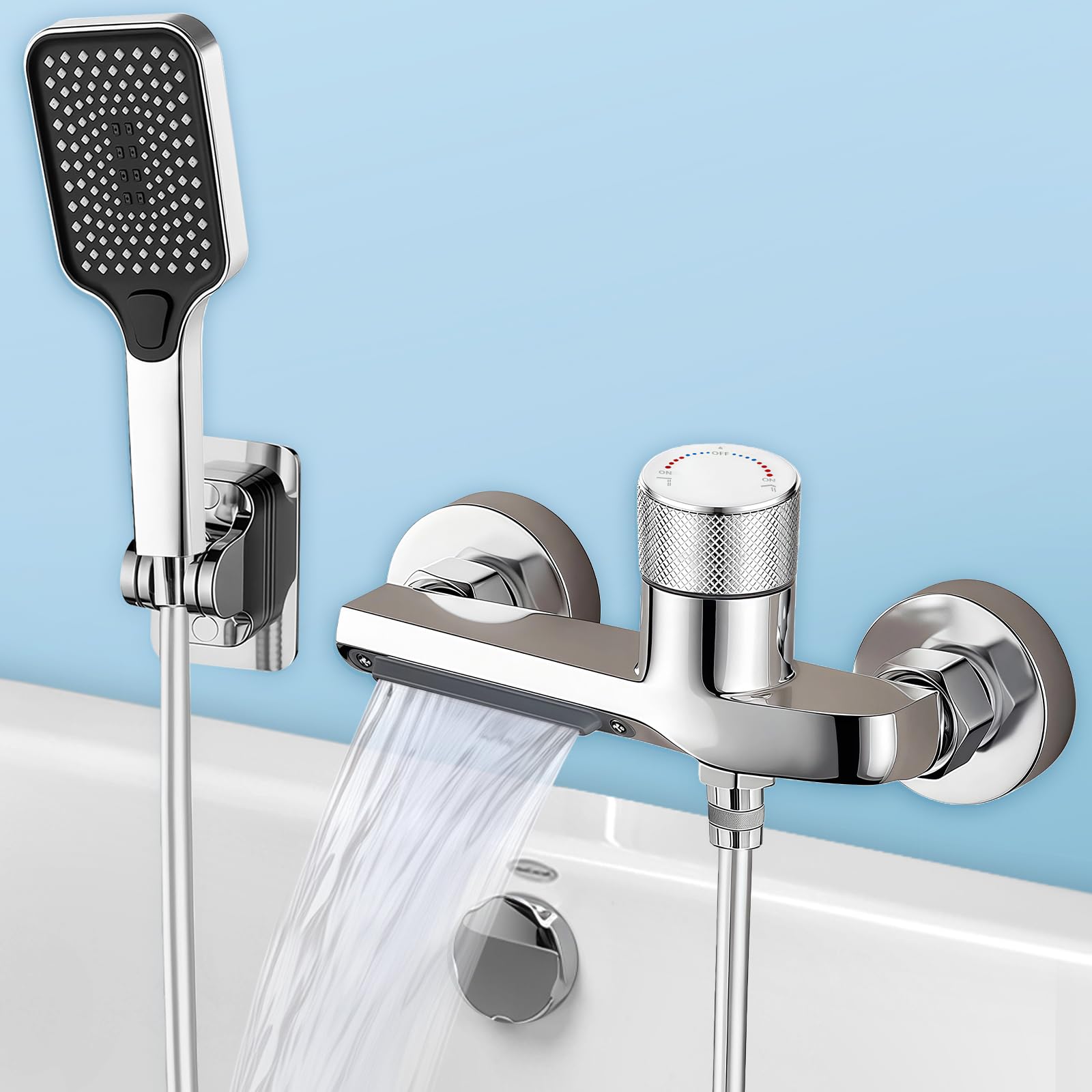 Rubinetto Vasca da Bagno a Cascata con Doccetta