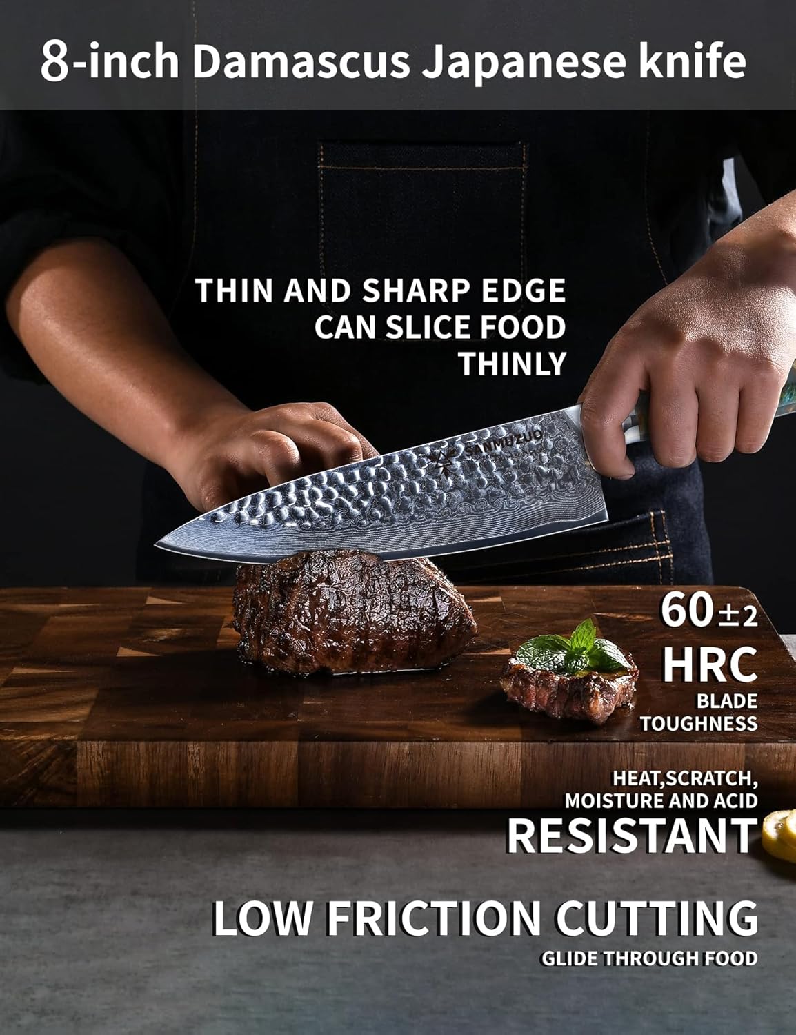 Sanmuzuo Coltello Da Chef Professionale 20 CM - immagine 3