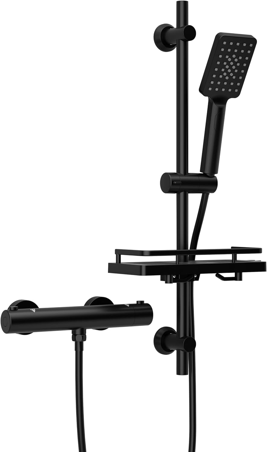 Görbach Colonna Doccia Termostatica Acciaio Inox, Nero - immagine 1