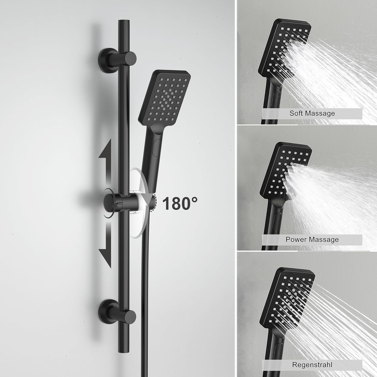 Görbach Colonna Doccia Termostatica Acciaio Inox, Nero - immagine 4