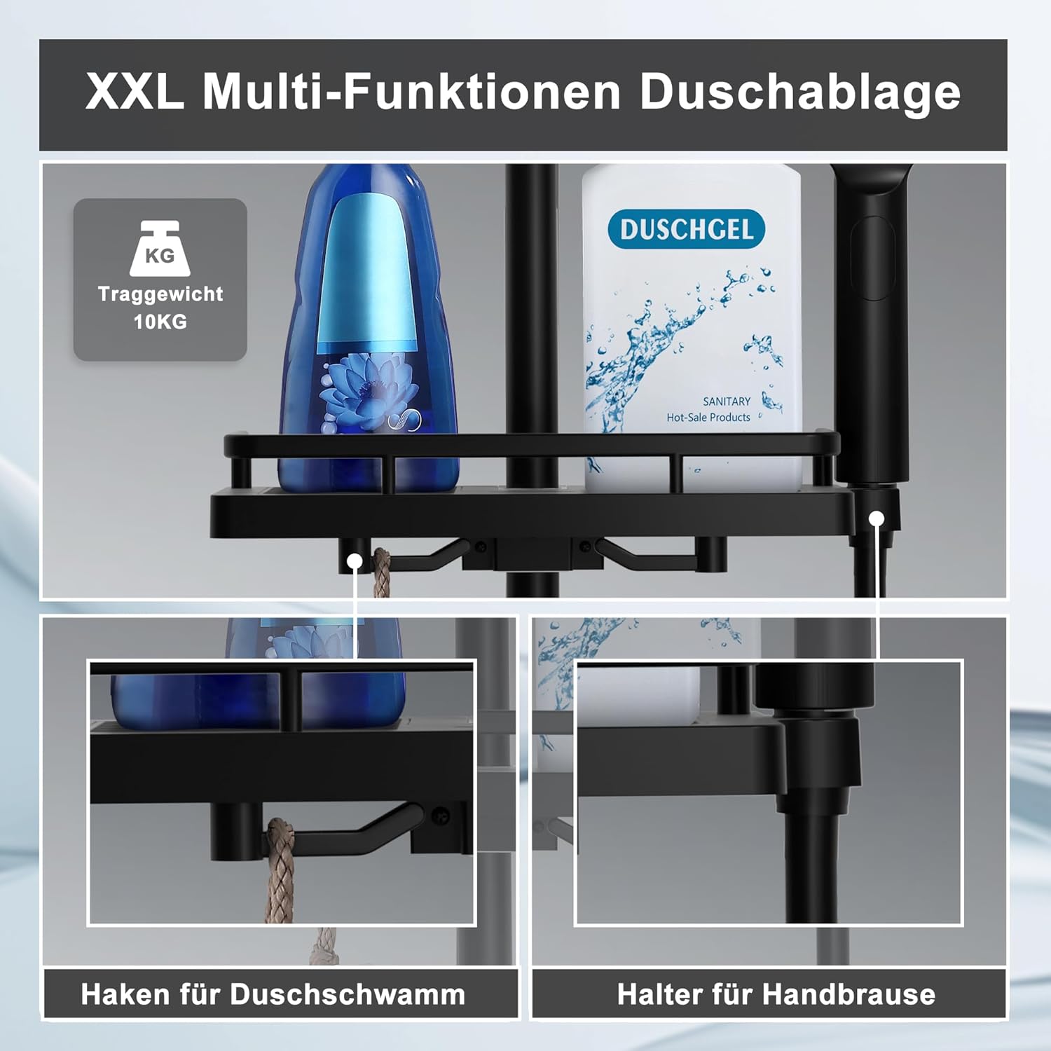 Görbach Colonna Doccia Termostatica Acciaio Inox, Nero - immagine 5