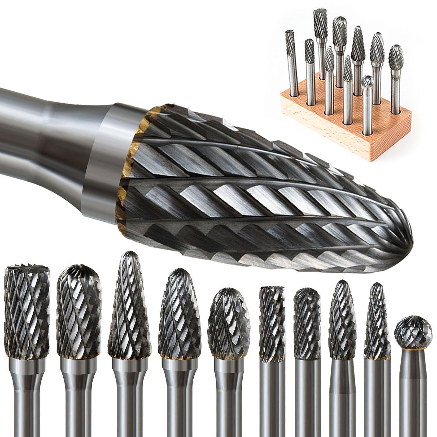 Set 10 Frese in Metallo Duro con Gambo 6mm - immagine 1