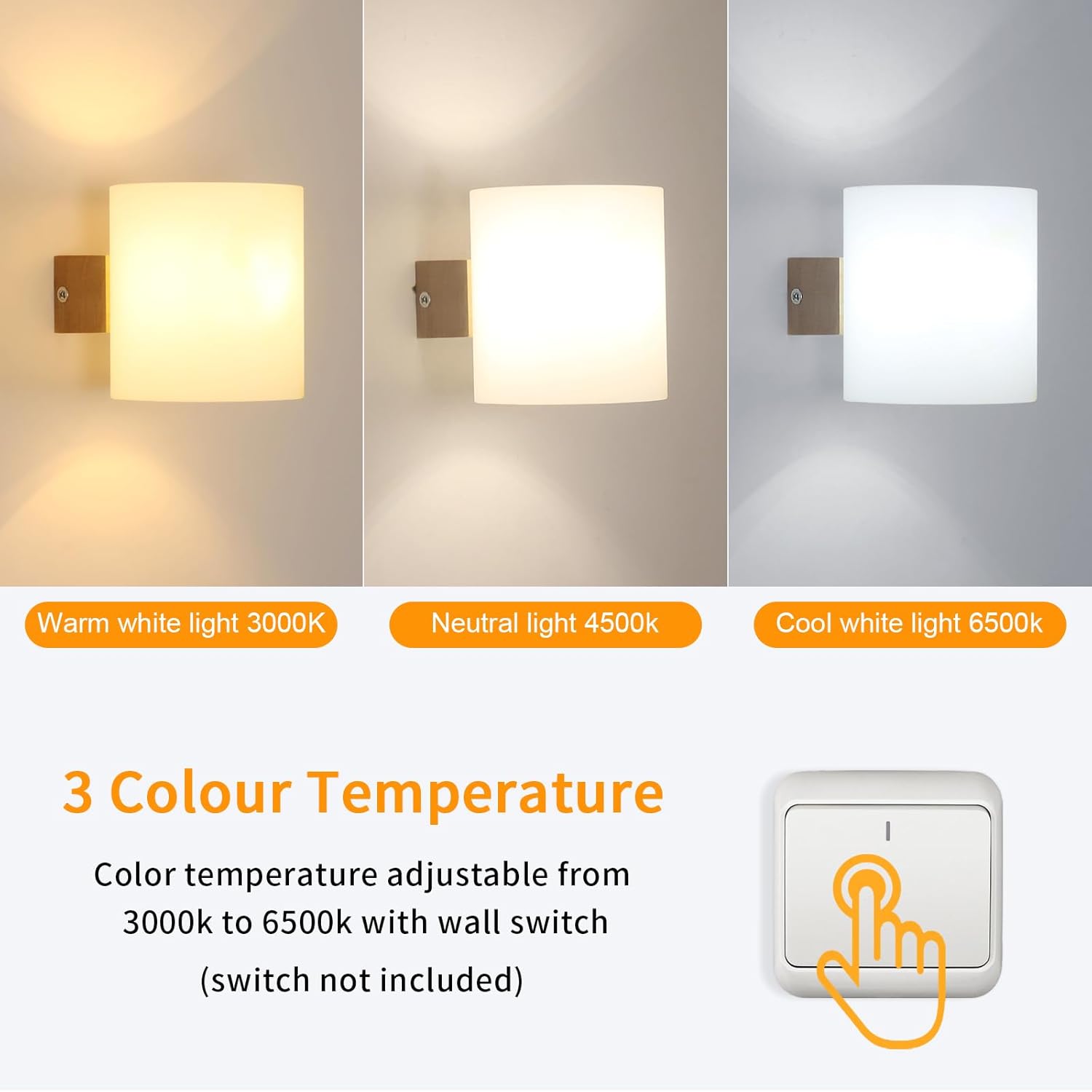 Applique da Parete Interno E27 Legno e Vetro - 2 Pezzi - immagine 2