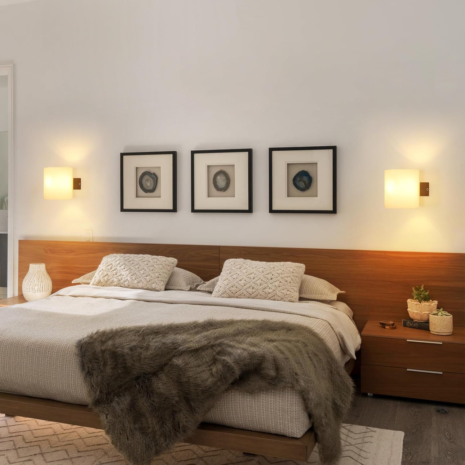 Applique da Parete Interno E27 Legno e Vetro - 2 Pezzi - immagine 3