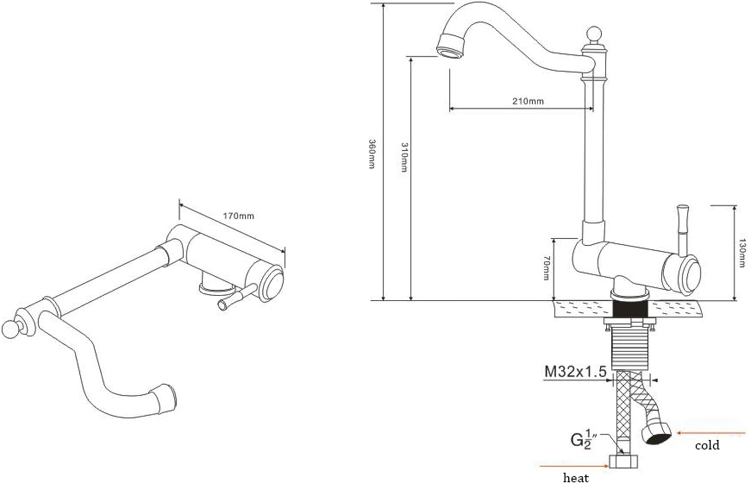 Sjqka Rubinetto Cucina Pieghevole Sottofinestra - immagine 6