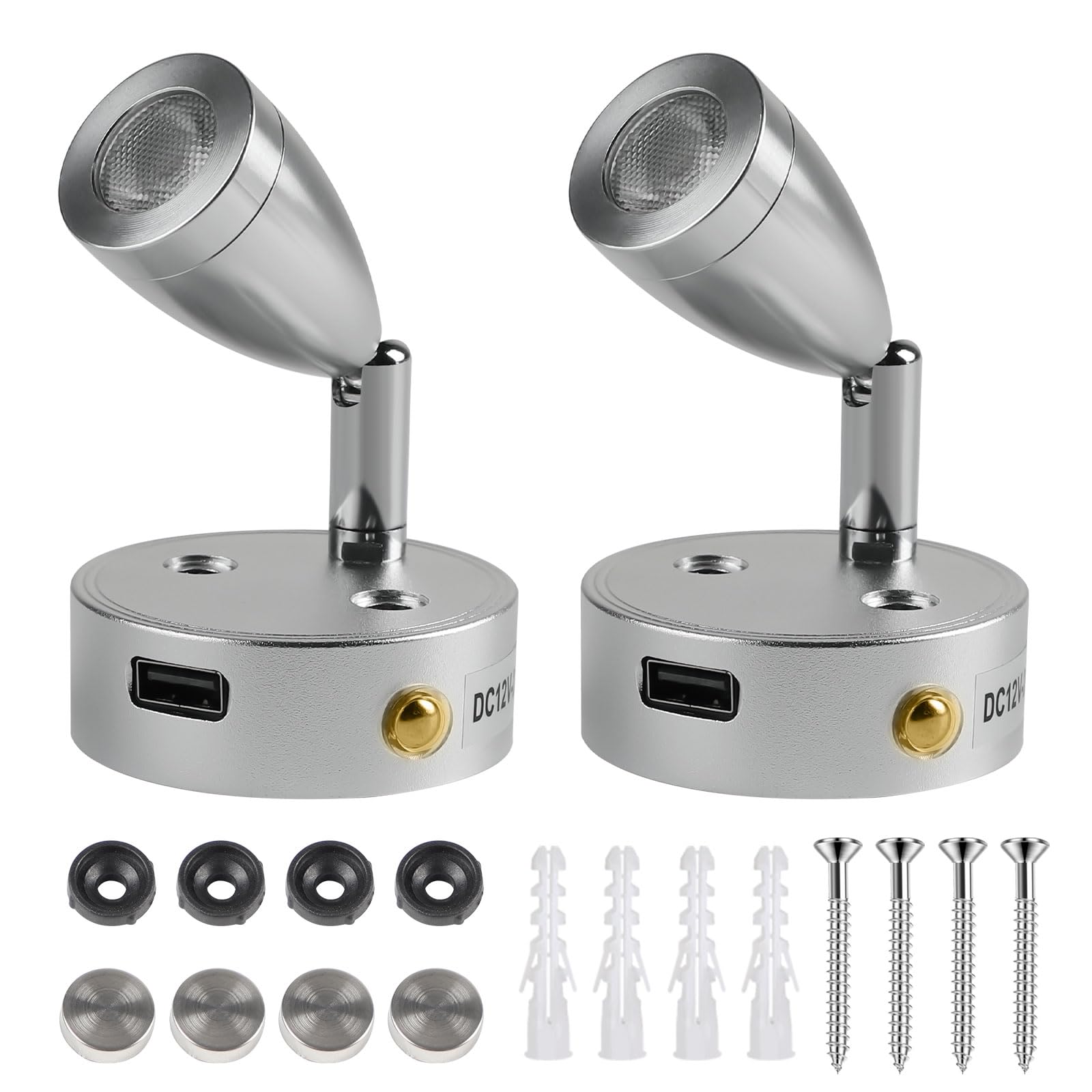 CPROSP Lampada Camper LED Dimmerabile con USB (2 pz)