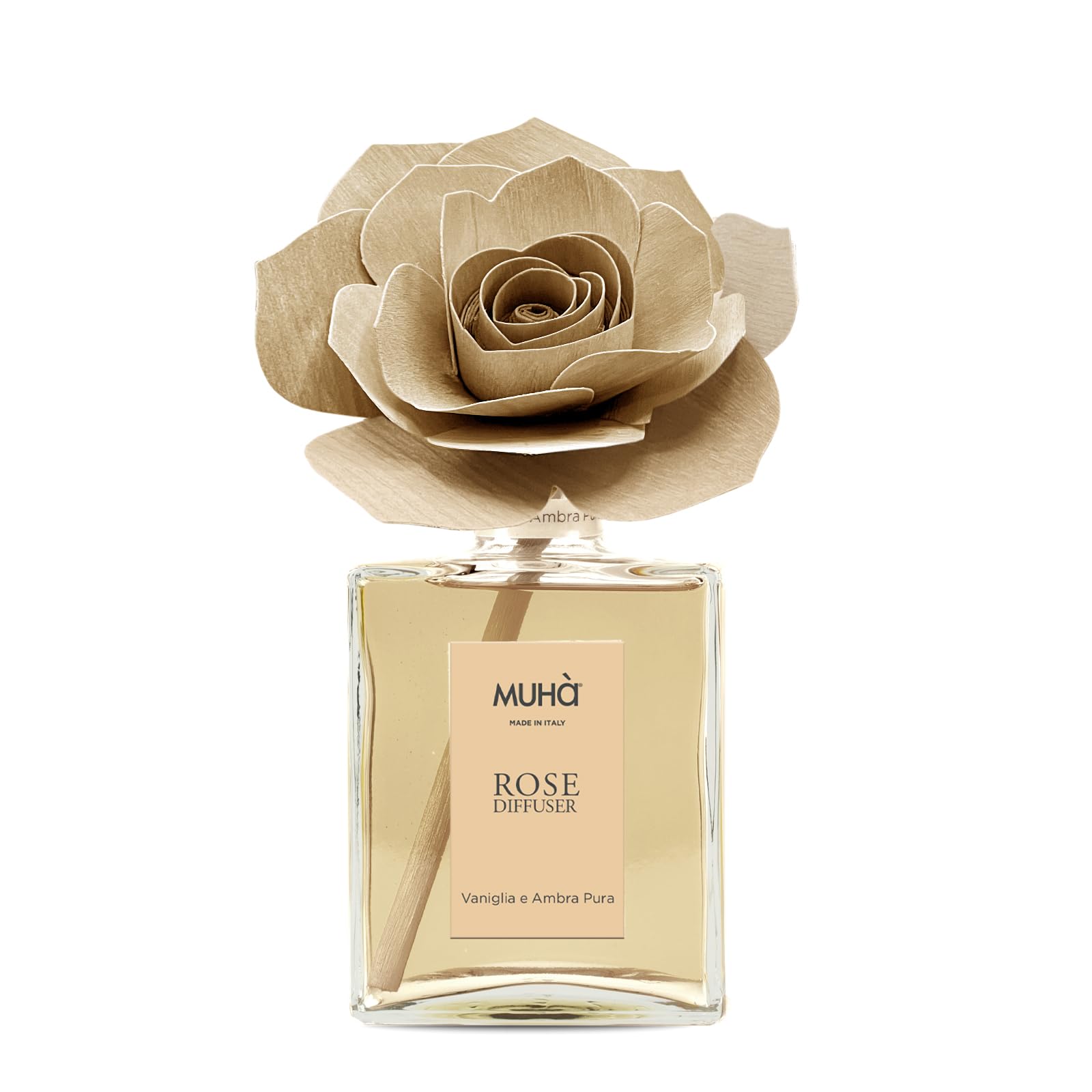 MUHA' Rosa 200ml Profumatore D'Ambiente Diffusore Vaniglia e Ambra Pura