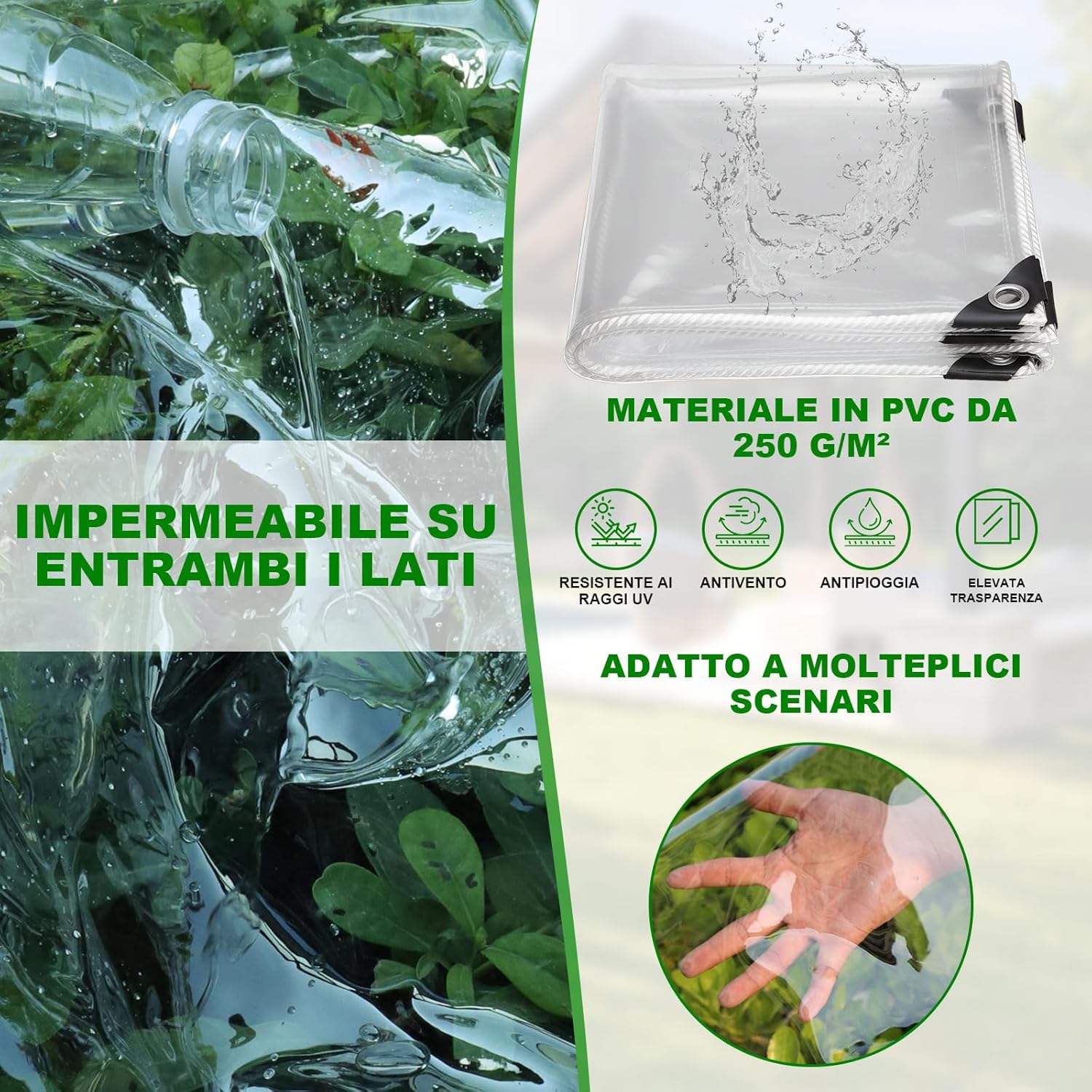 Jianyana Telo Trasparente Occhiellato PVC 4x5m - immagine 4