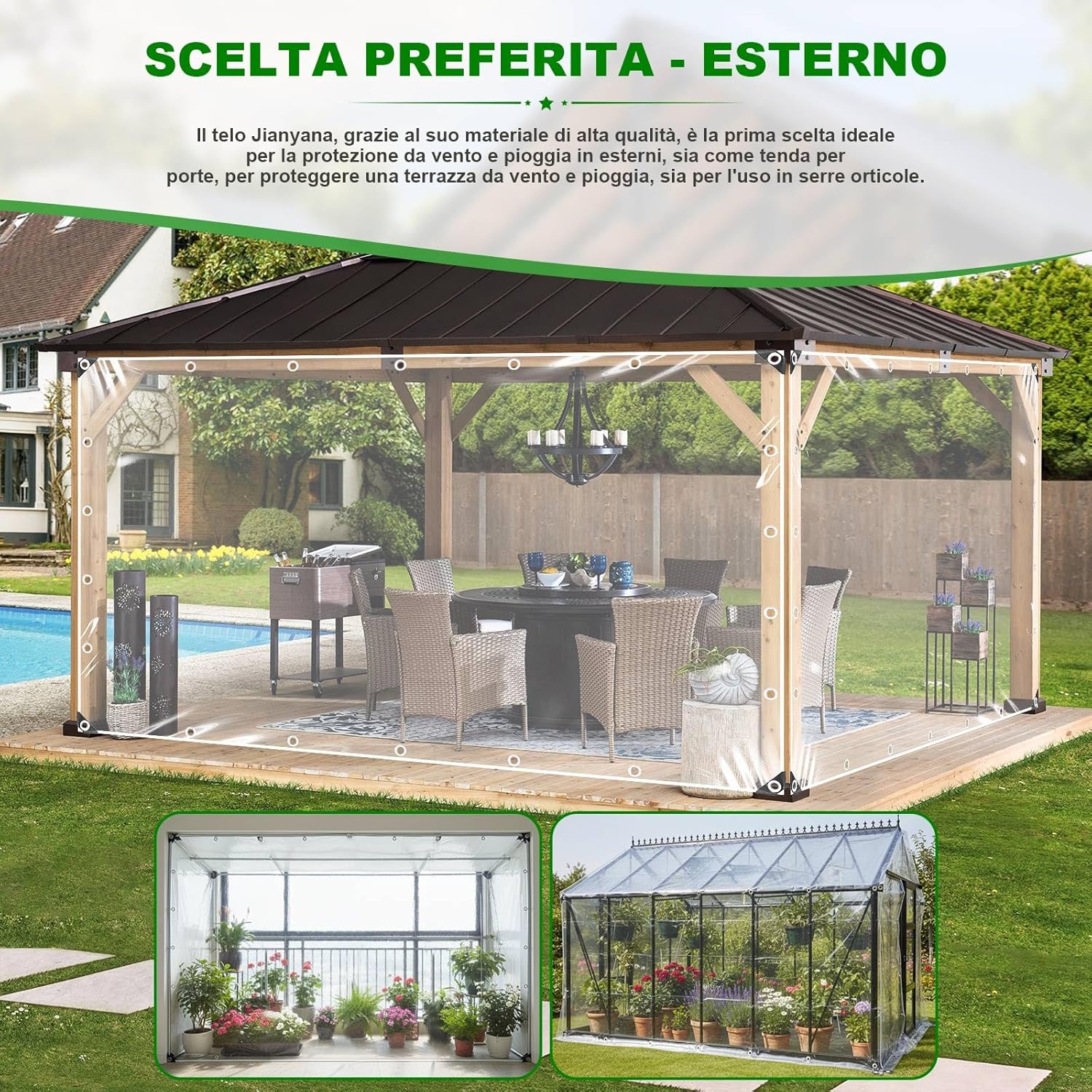 Jianyana Telo Trasparente Occhiellato PVC 4x5m - immagine 6