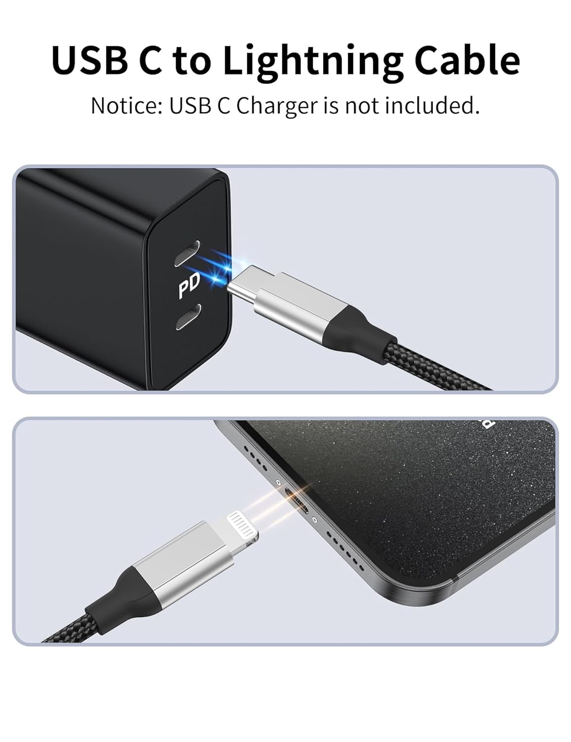 Cavo USB C a Lightning MFi 3m 2 Pezzi, Nero - immagine 6