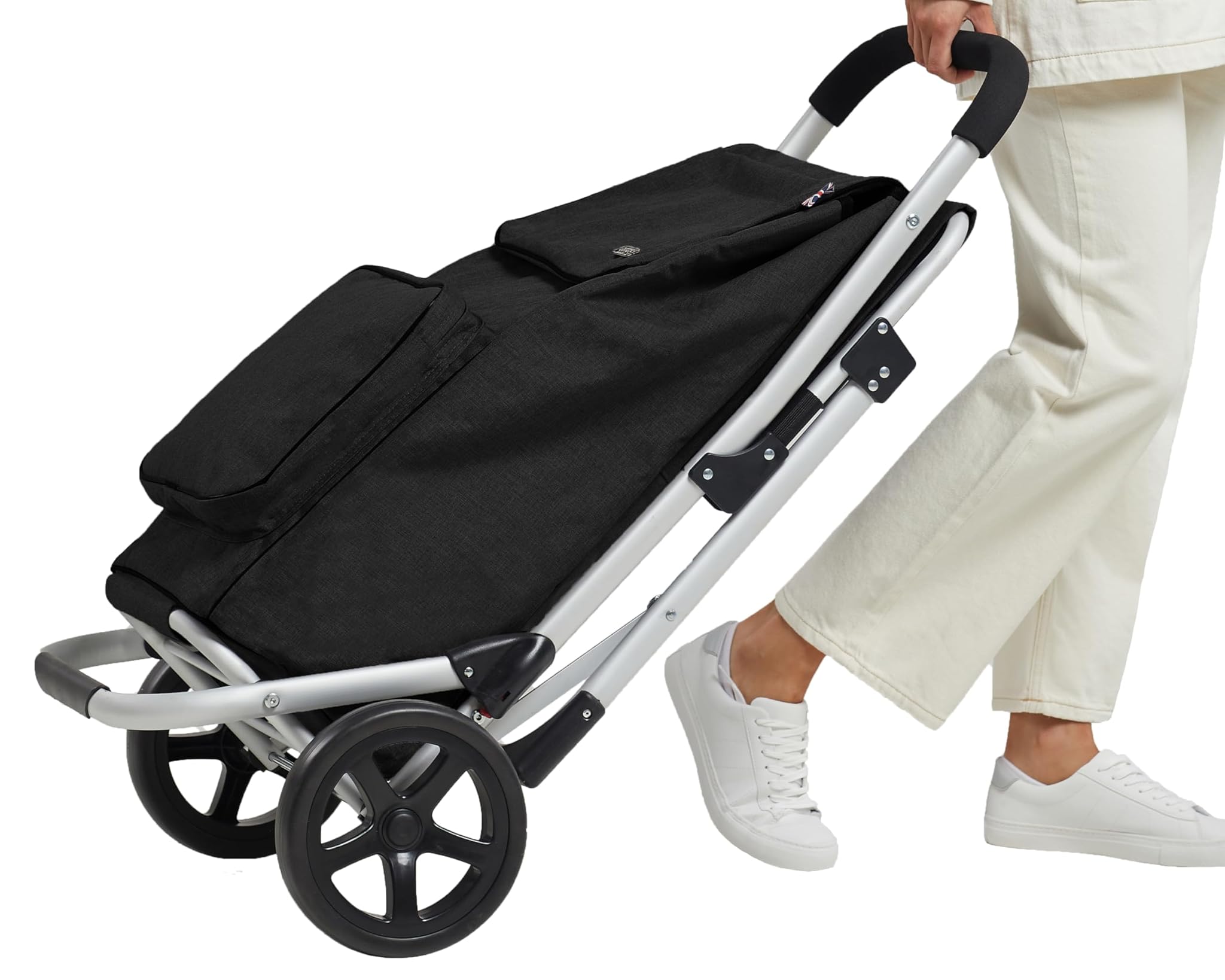 Bergs Carrello per la spesa in alluminio con sedile (nero)