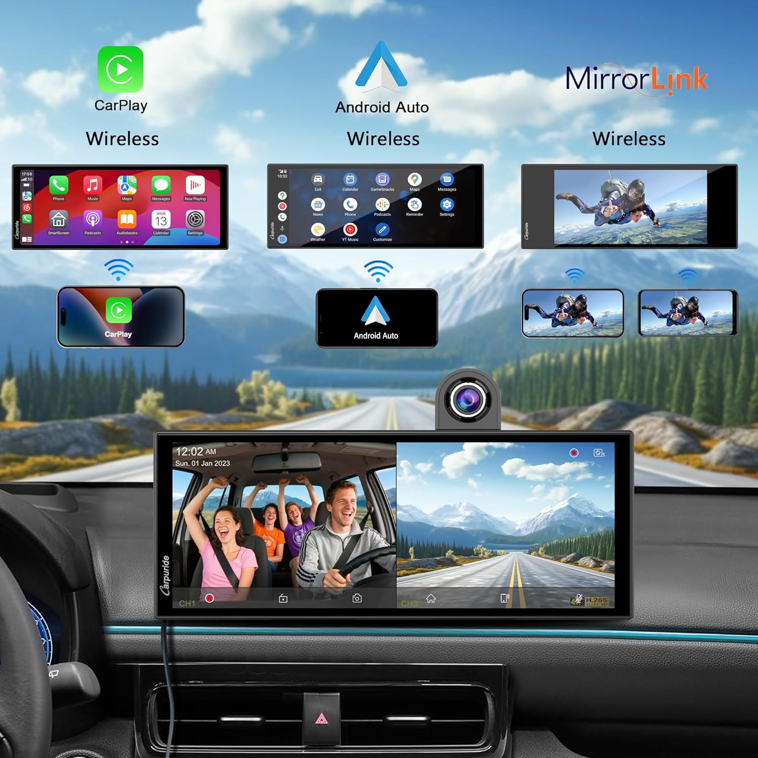 Carpuride CarPlay Android Auto Wireless Portatile W125A - immagine 2
