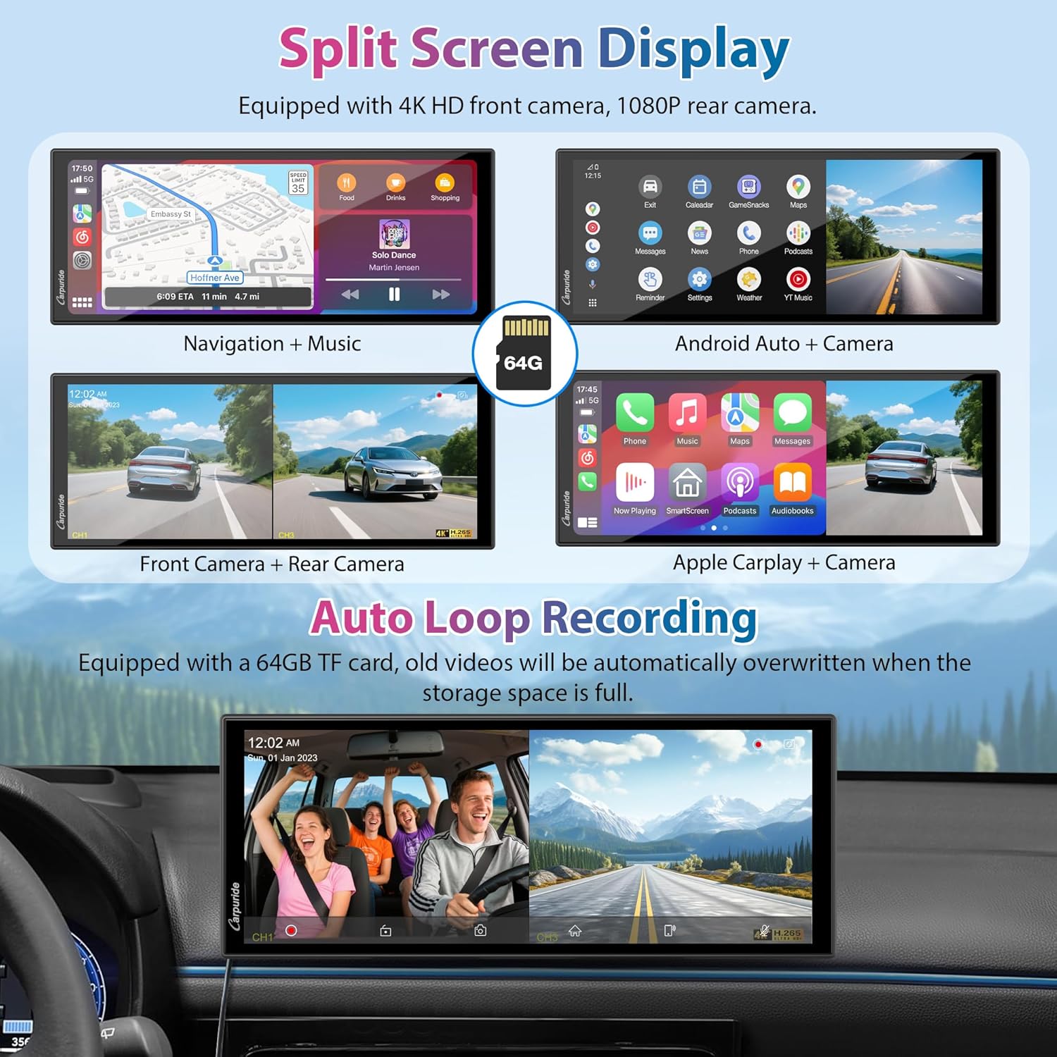 Carpuride CarPlay Android Auto Wireless Portatile W125A - immagine 4