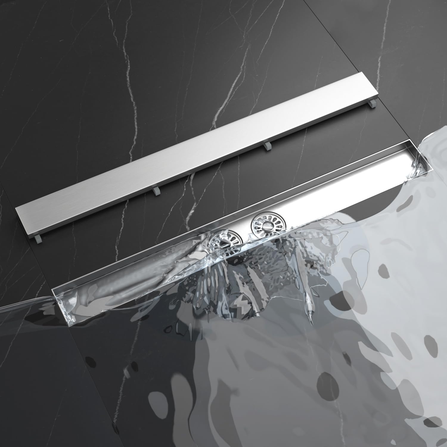 Neodrain Canalina Doccia 80 cm Acciaio Inox 2 Scarichi