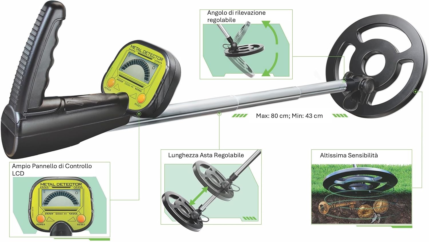 4m Metal Detector Alta Precisione con Display LCD - immagine 3