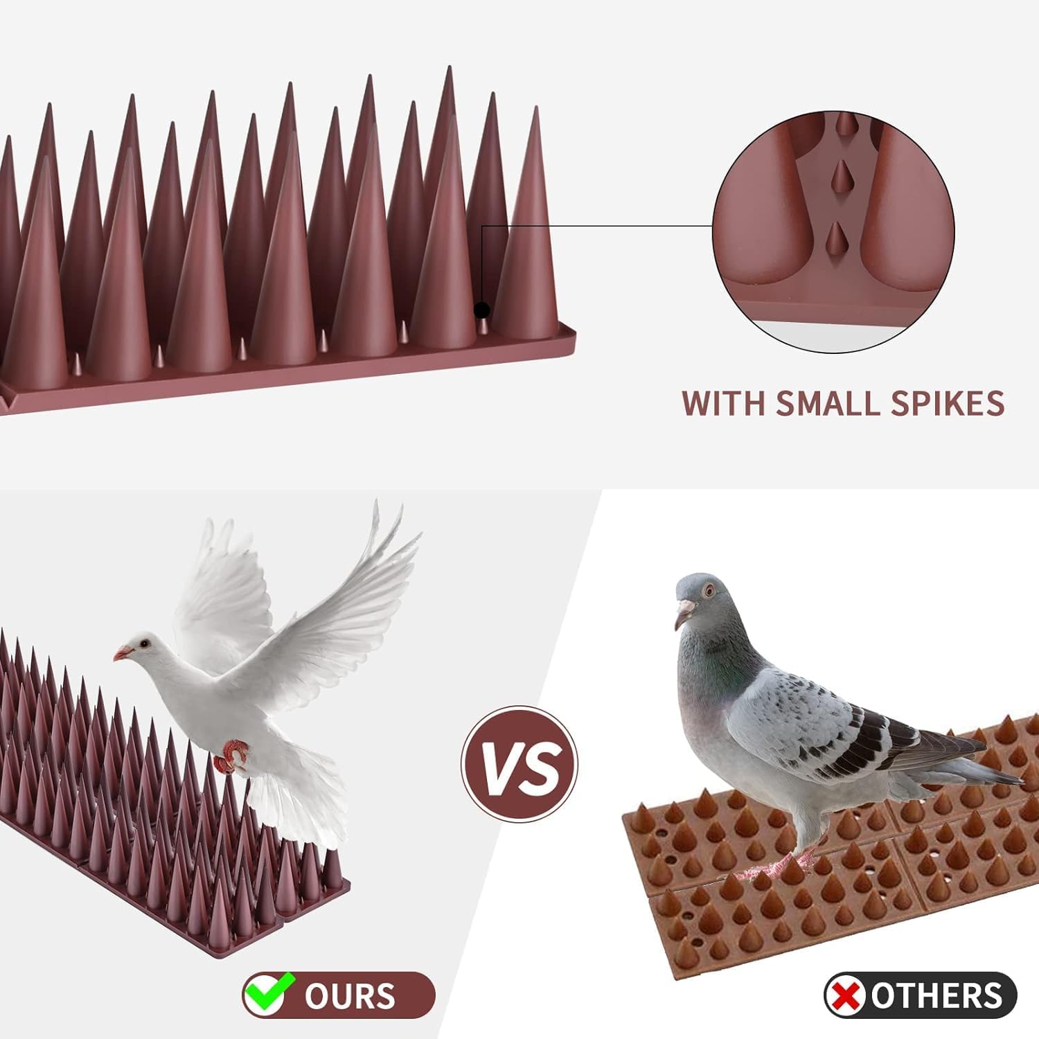 Dissuasori per Piccioni 5.7M - Plastica Marrone (20 Pezzi) - immagine 3