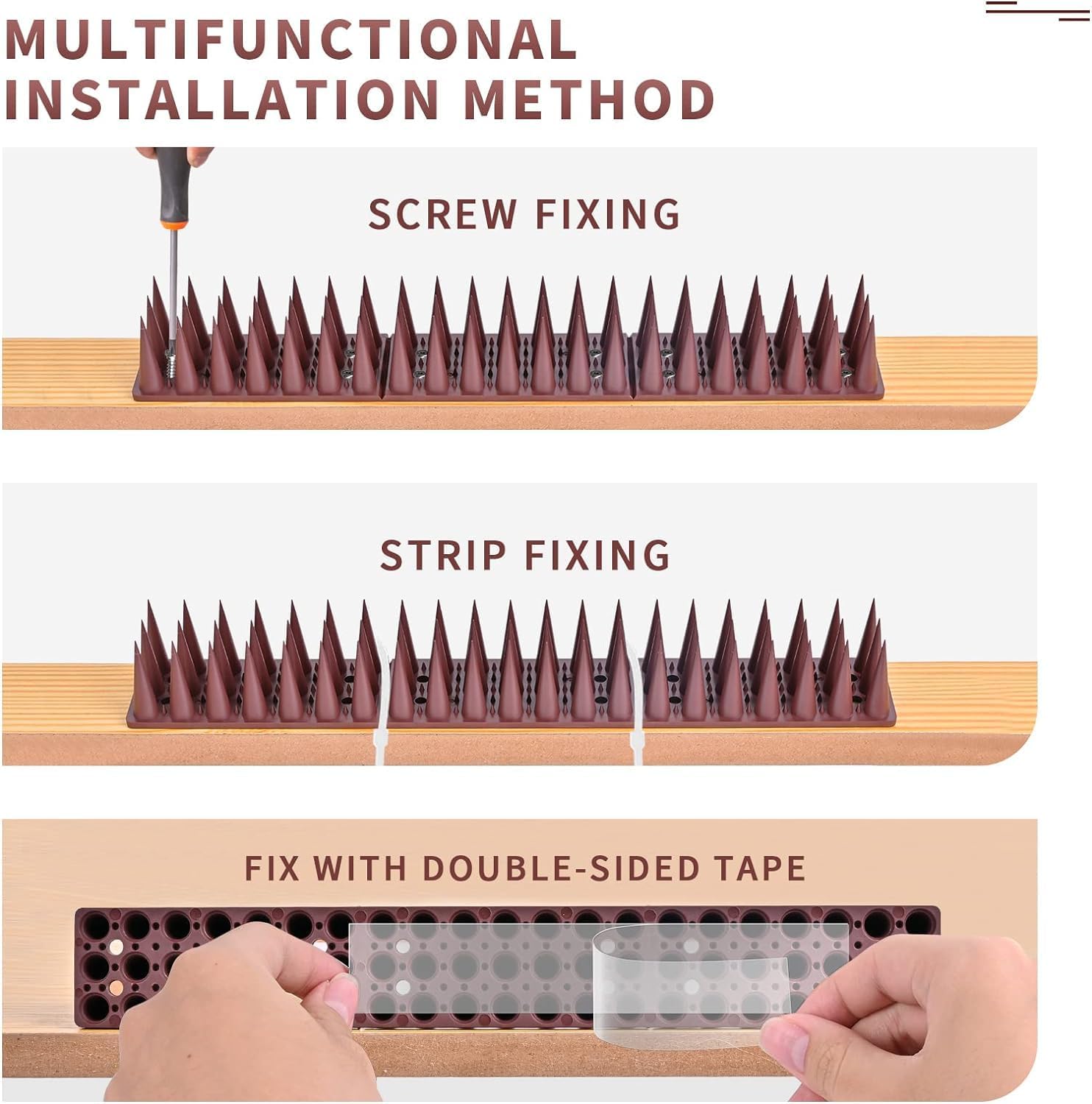 Dissuasori per Piccioni 5.7M - Plastica Marrone (20 Pezzi) - immagine 4